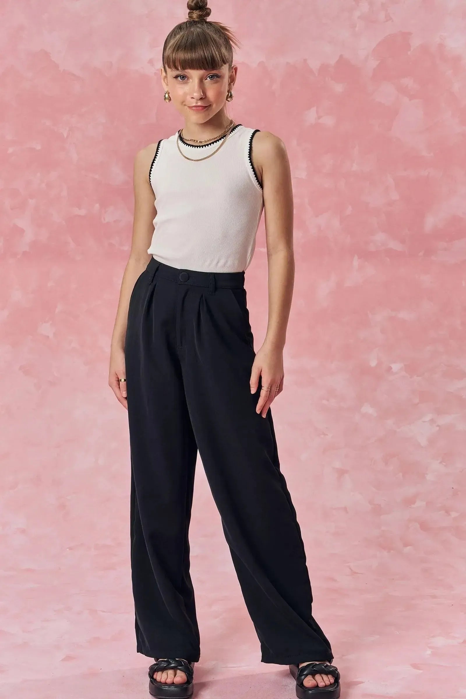 Calça Wide Leg em Alfaiataria Twill 83886 Vic&Vicky Teen Menina