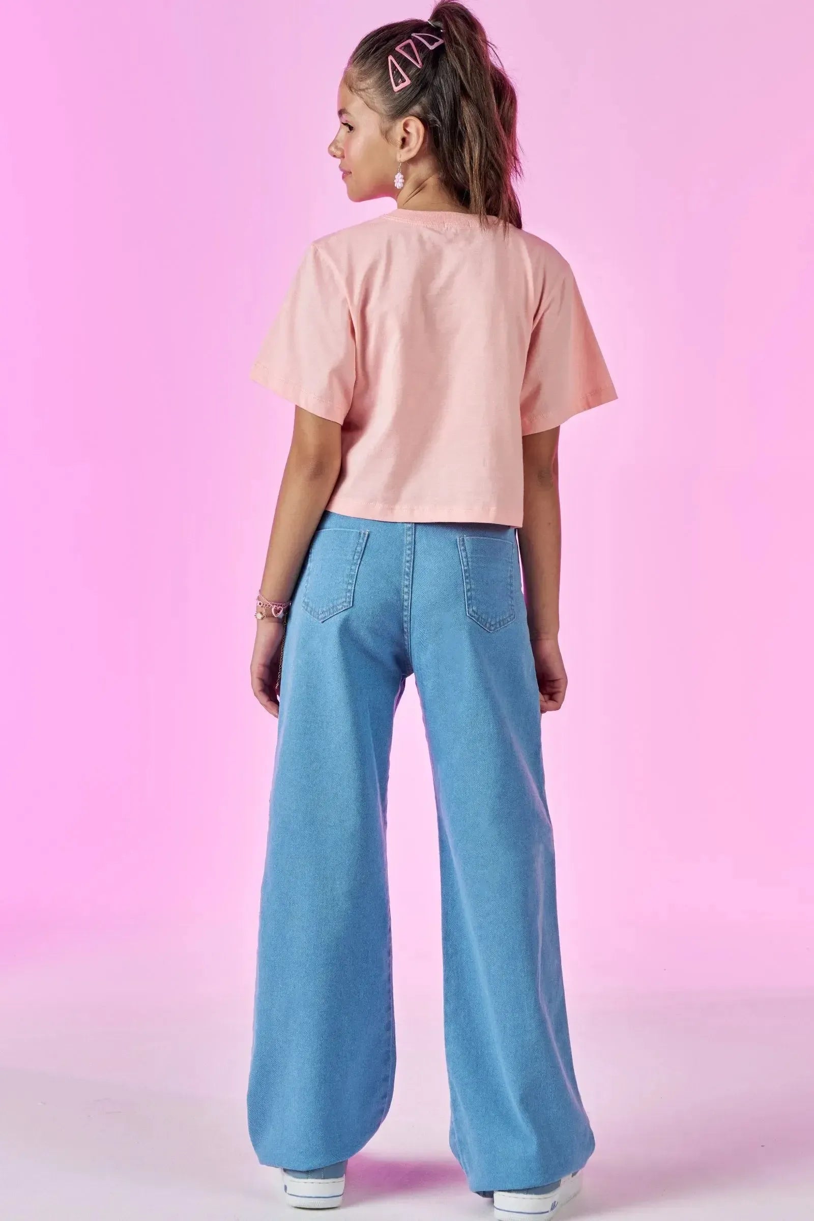 Calça Wide Leg em Jeans com Elastano 88512 Vic&Vicky Teen Menina