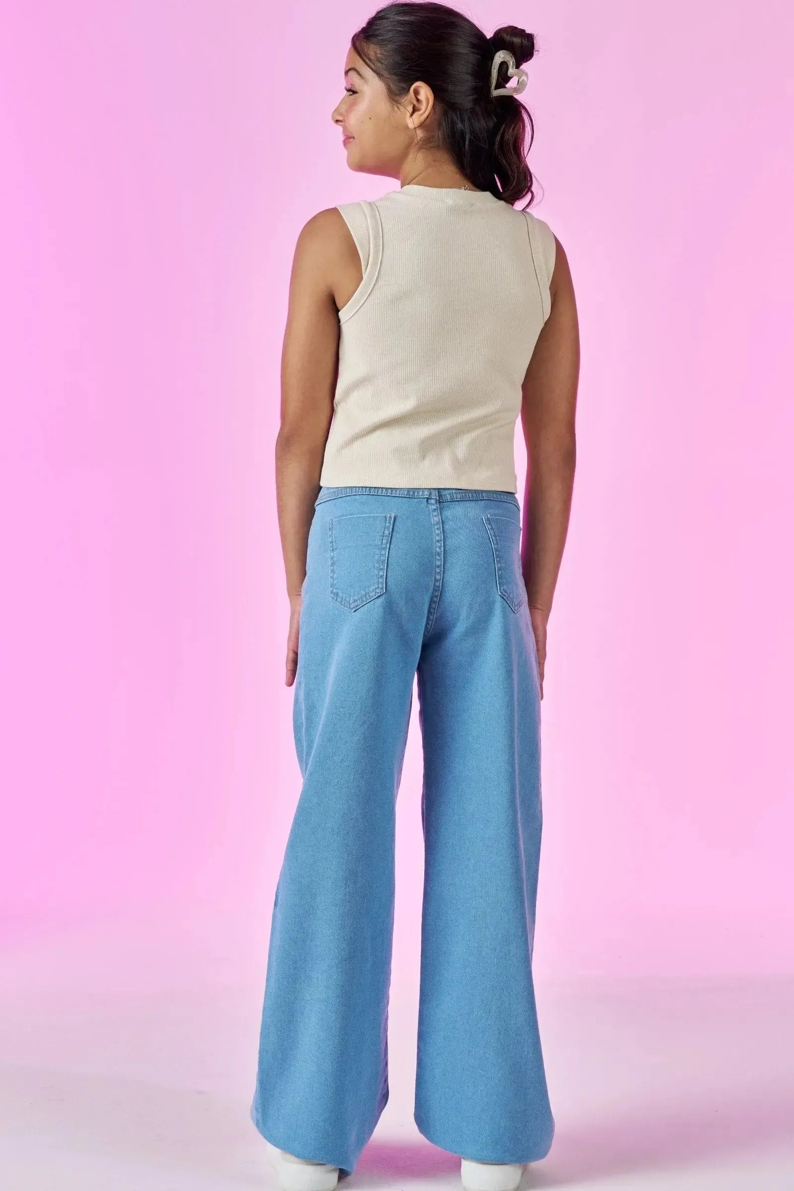 Calça Wide Leg em Jeans com Elastano 88512 Vic&Vicky Teen Menina
