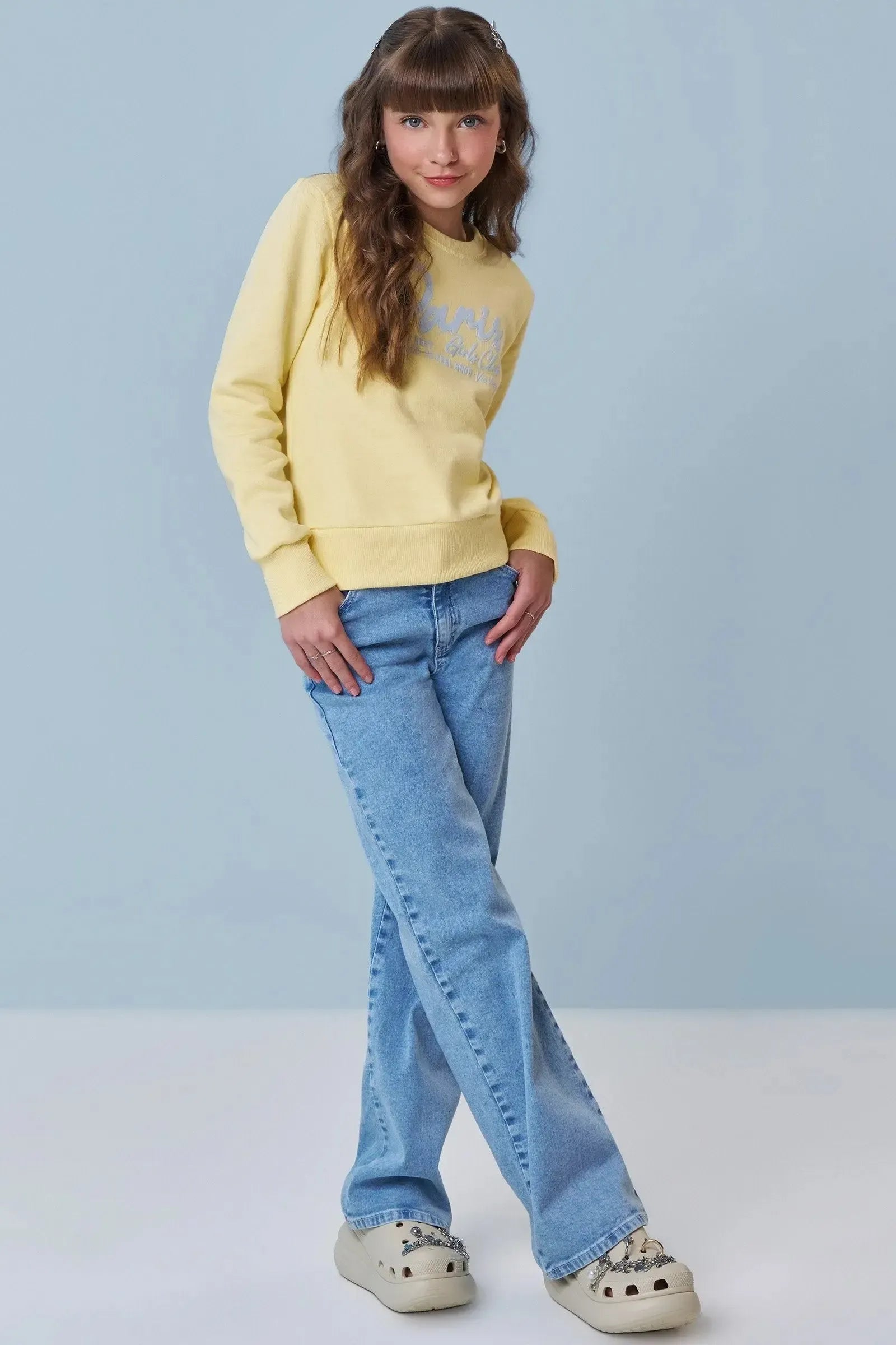 Calça Wide Leg em Jeans com Elastano 89438 Vic&Vicky Teen Menina
