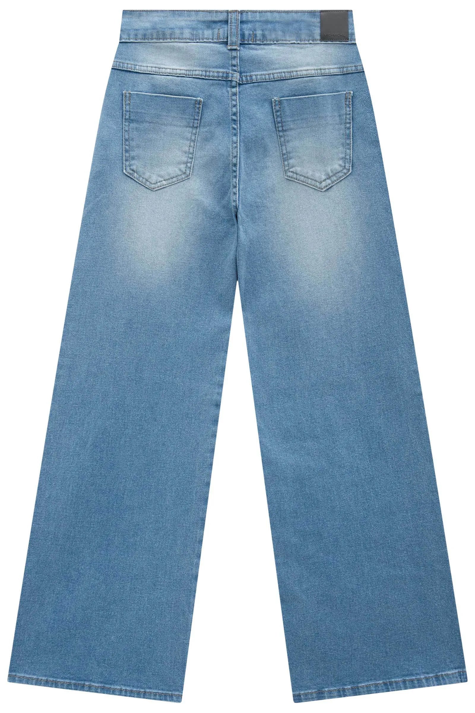 Calça Wide Leg em Jeans com Elastano 95001 Vic&Vicky Teen Menina