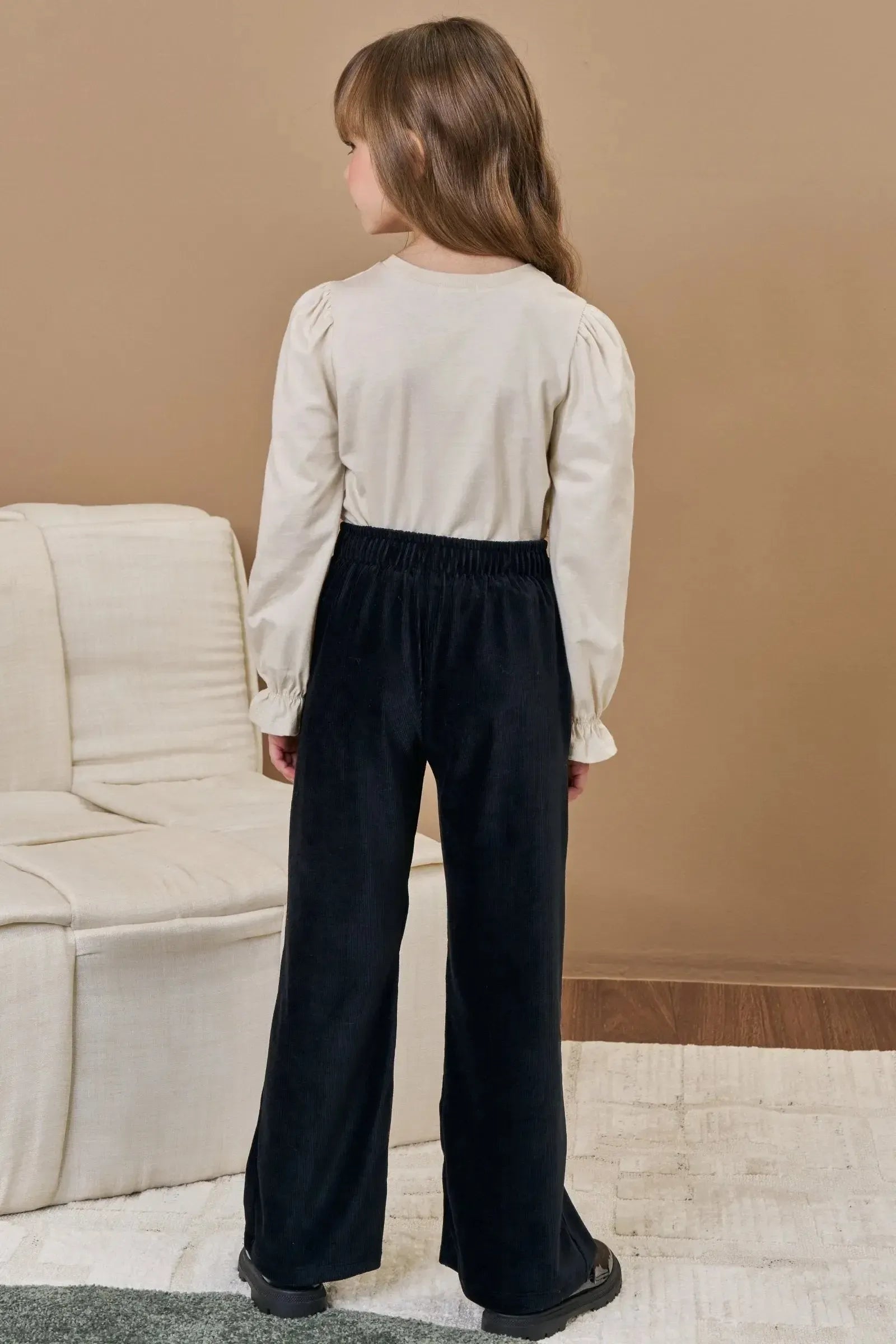 Calça Wide Leg em Malha Cotelê 90330 Infanti Infantil Menina
