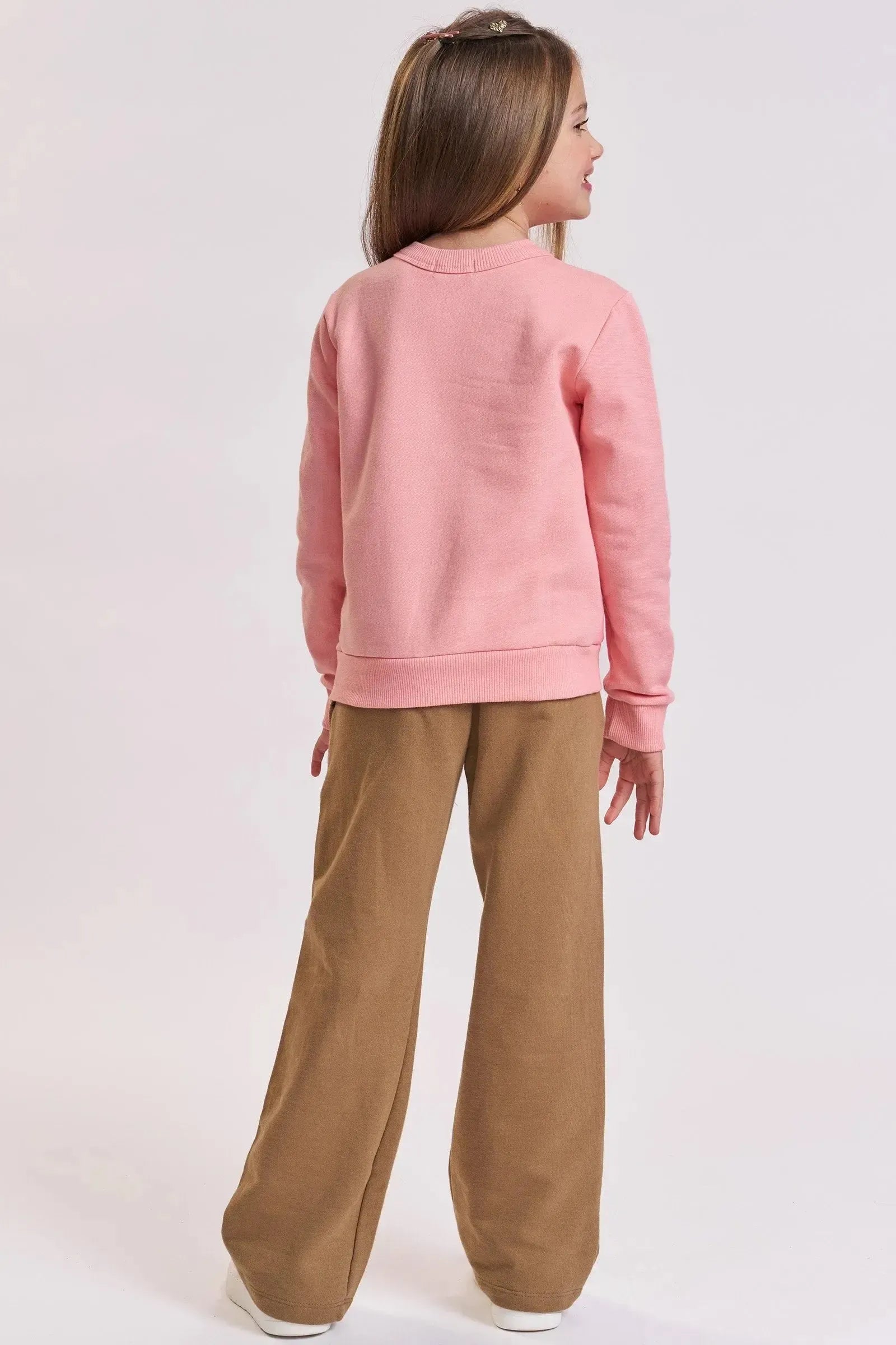 Calça Wide Leg em Moletom sem Pelúcia 89928 Kukiê Infantil Menina