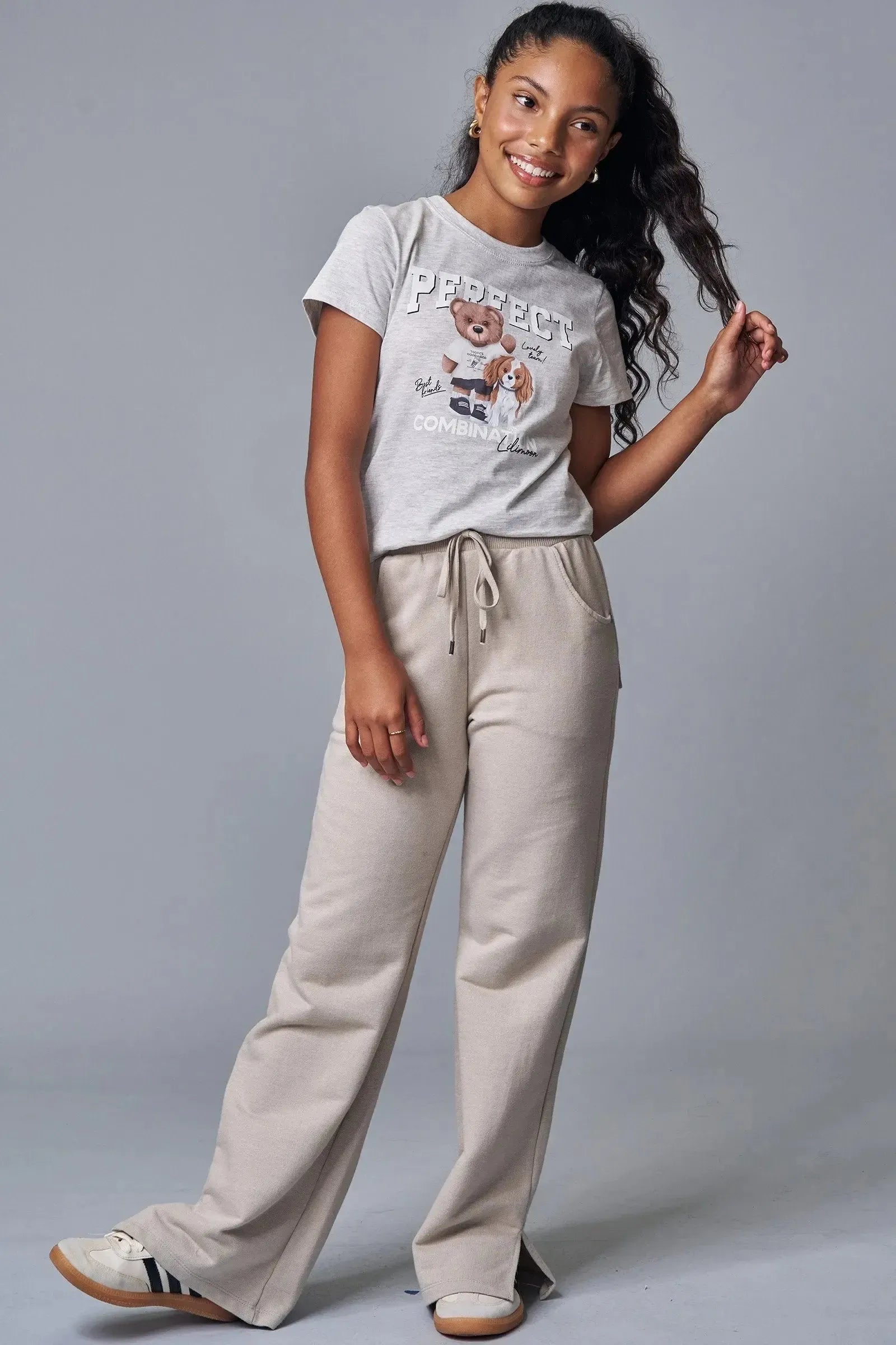 Calça Wide Leg em Moletom sem Pelúcia 90409 Lilimoon Teen Menina