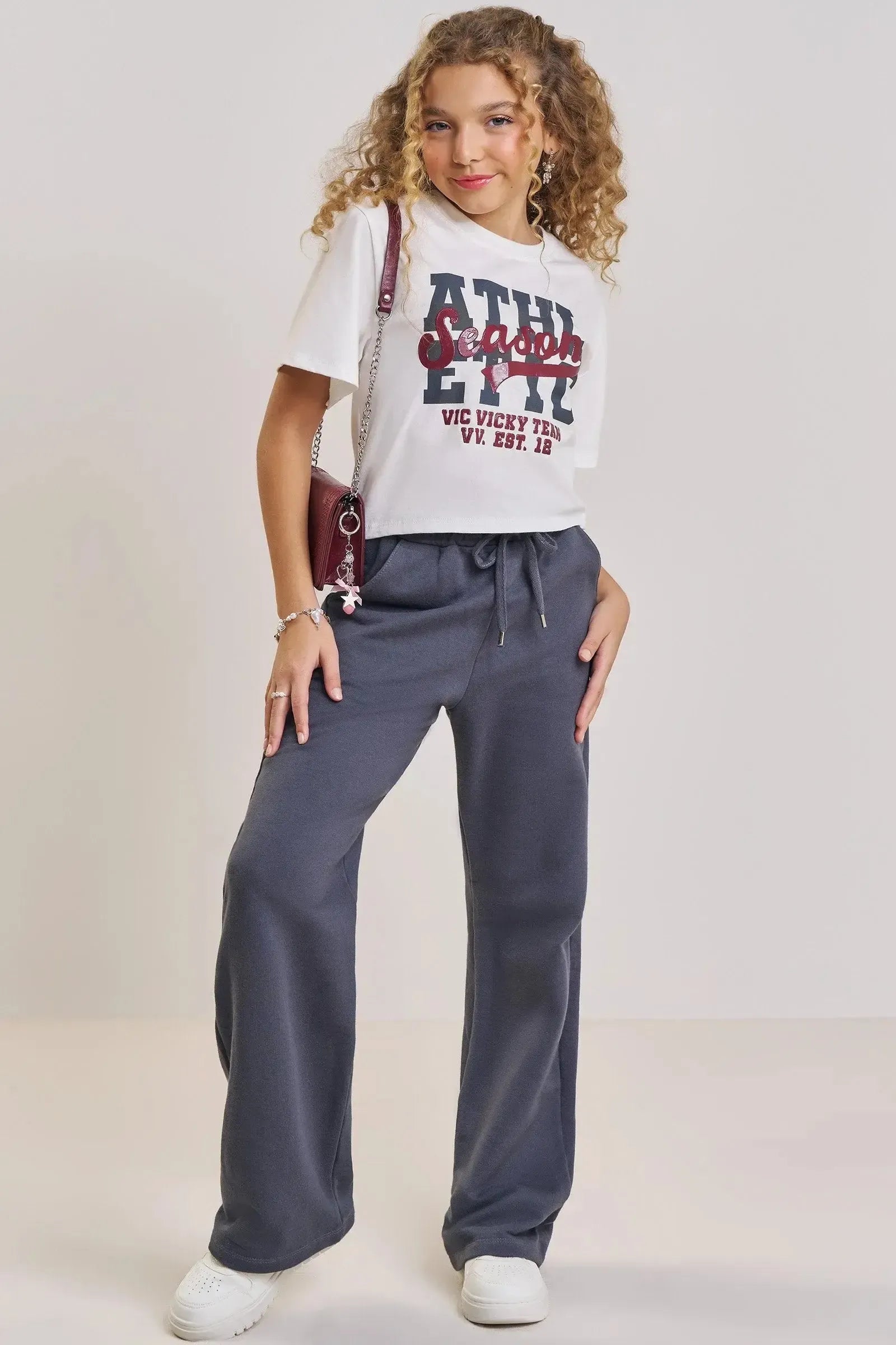 Calça Wide Leg em Moletom sem Pelúcia 90595 Vic&Vicky Teen Menina