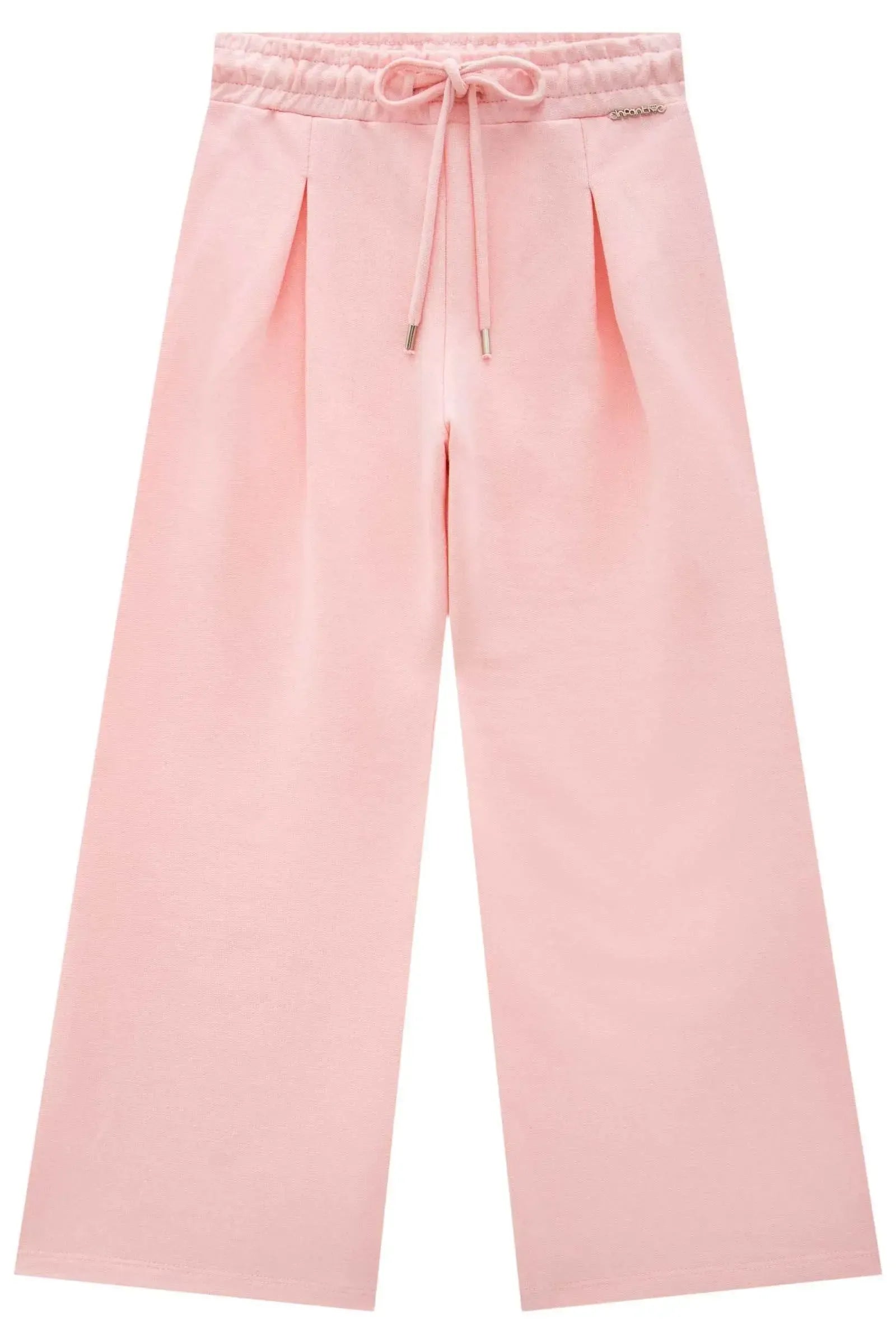 Calça Wide Leg em Moletom sem Pelúcia 92574 Infanti Infantil Menina