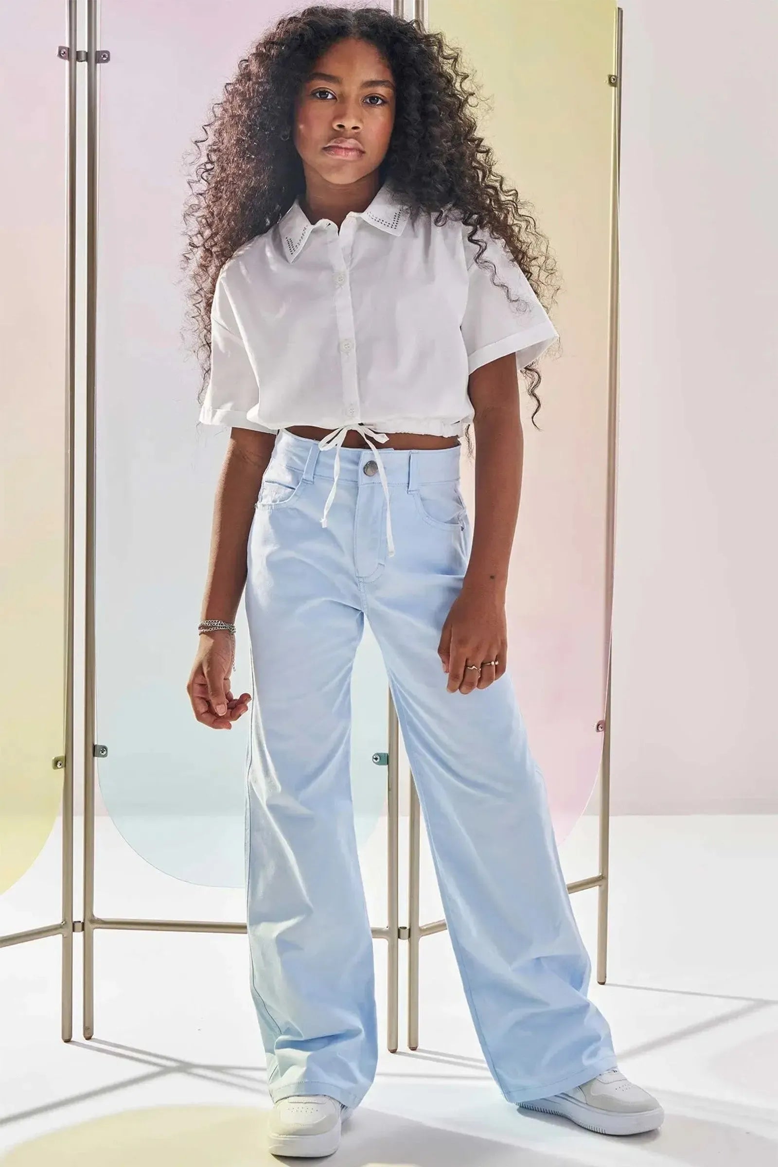Calça Wide Leg em Sarja com Elastano 83407 Lilimoon Teen Menina
