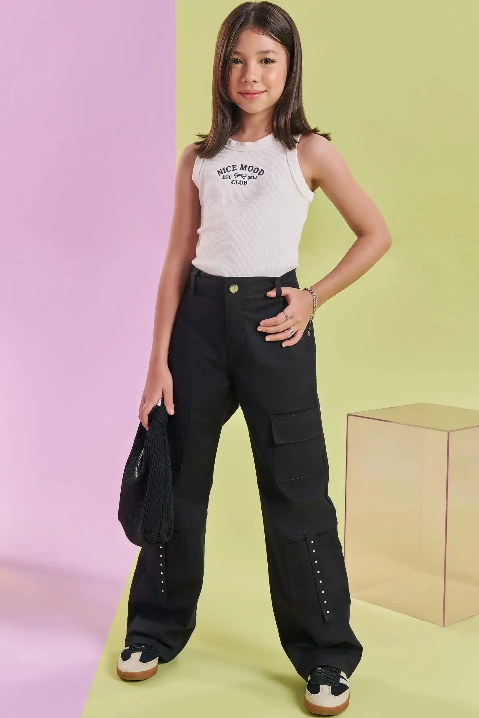 Calça Wide Leg em Sarja com Elastano 83460 Lilimoon Teen Menina