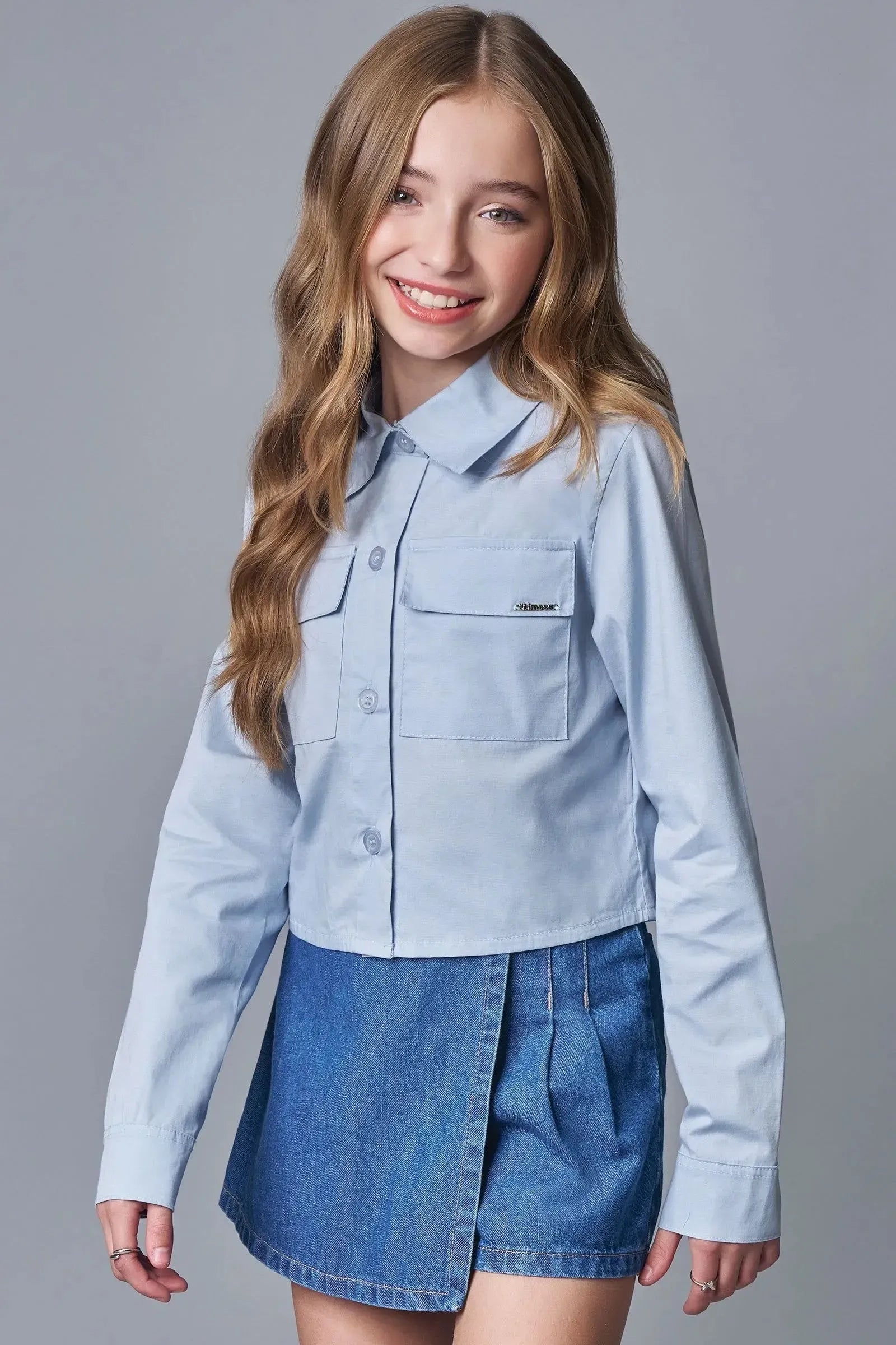 Camisa Boxy em Tricoline Mônaco com Elastano 89157 Lilimoon Teen Menina