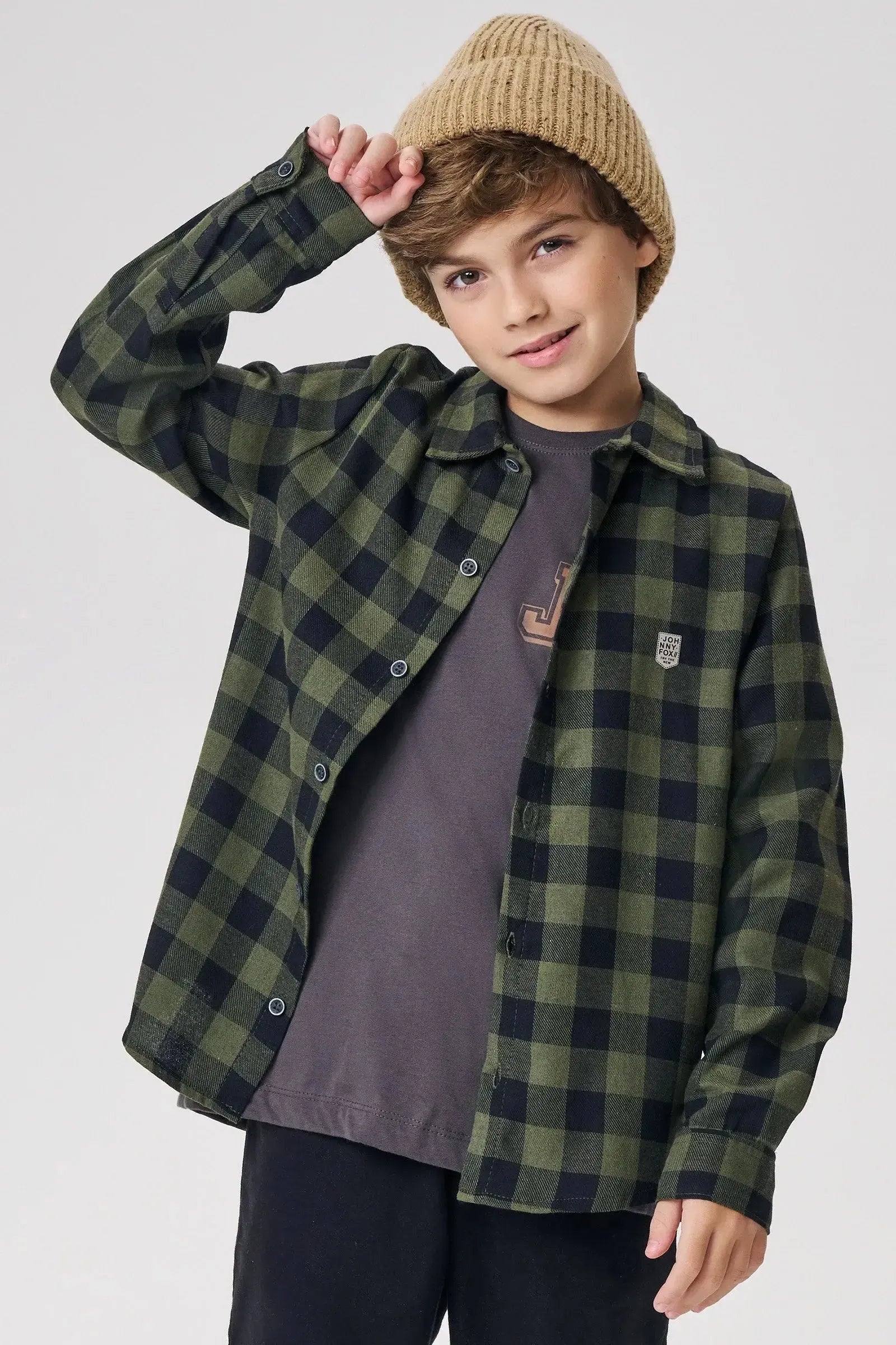 Camisa em Flanela Xadrez 91788 Johnny Fox Teen Menino