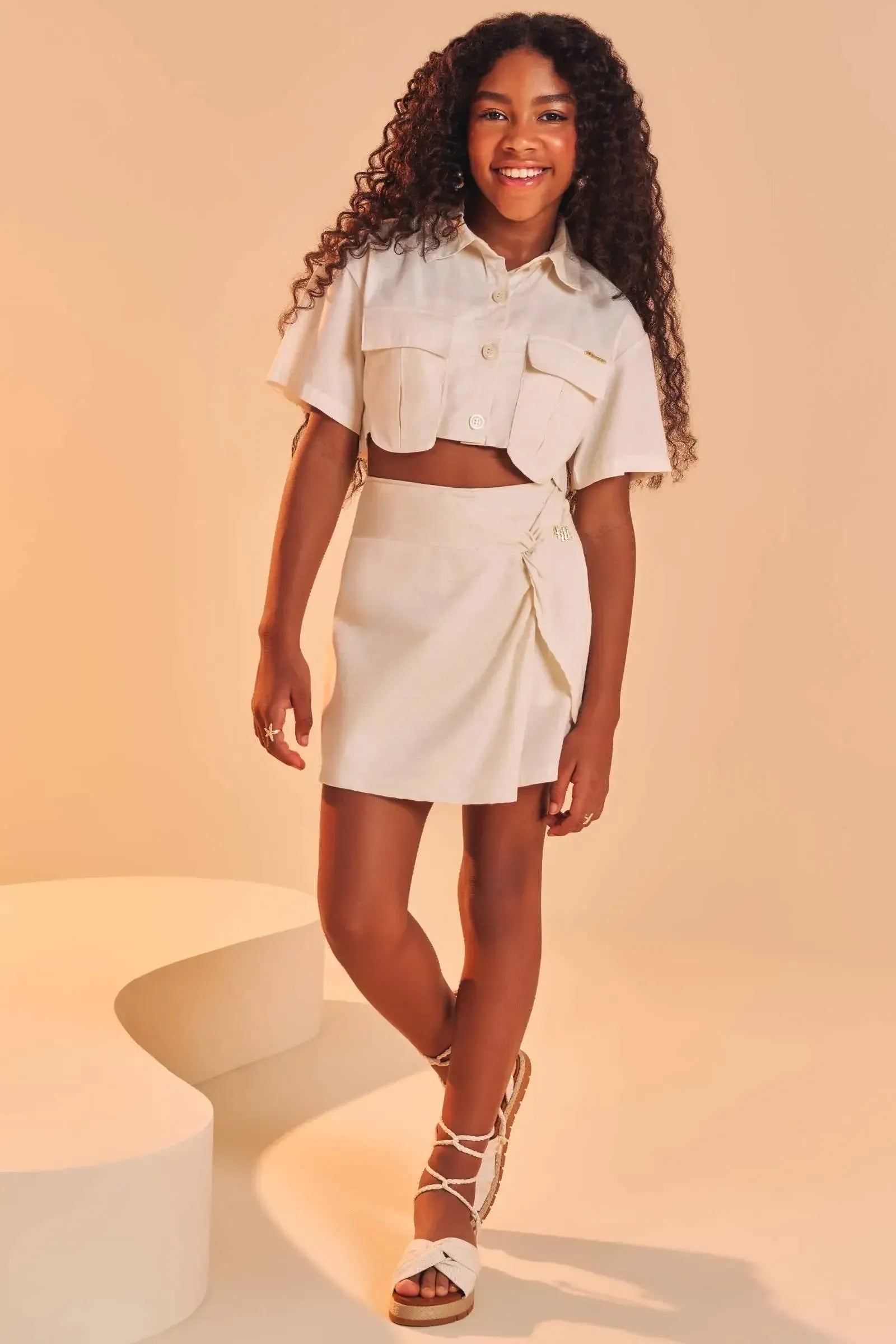 Camisa em Linho Deluxe 83189 Lilimoon Teen Menina
