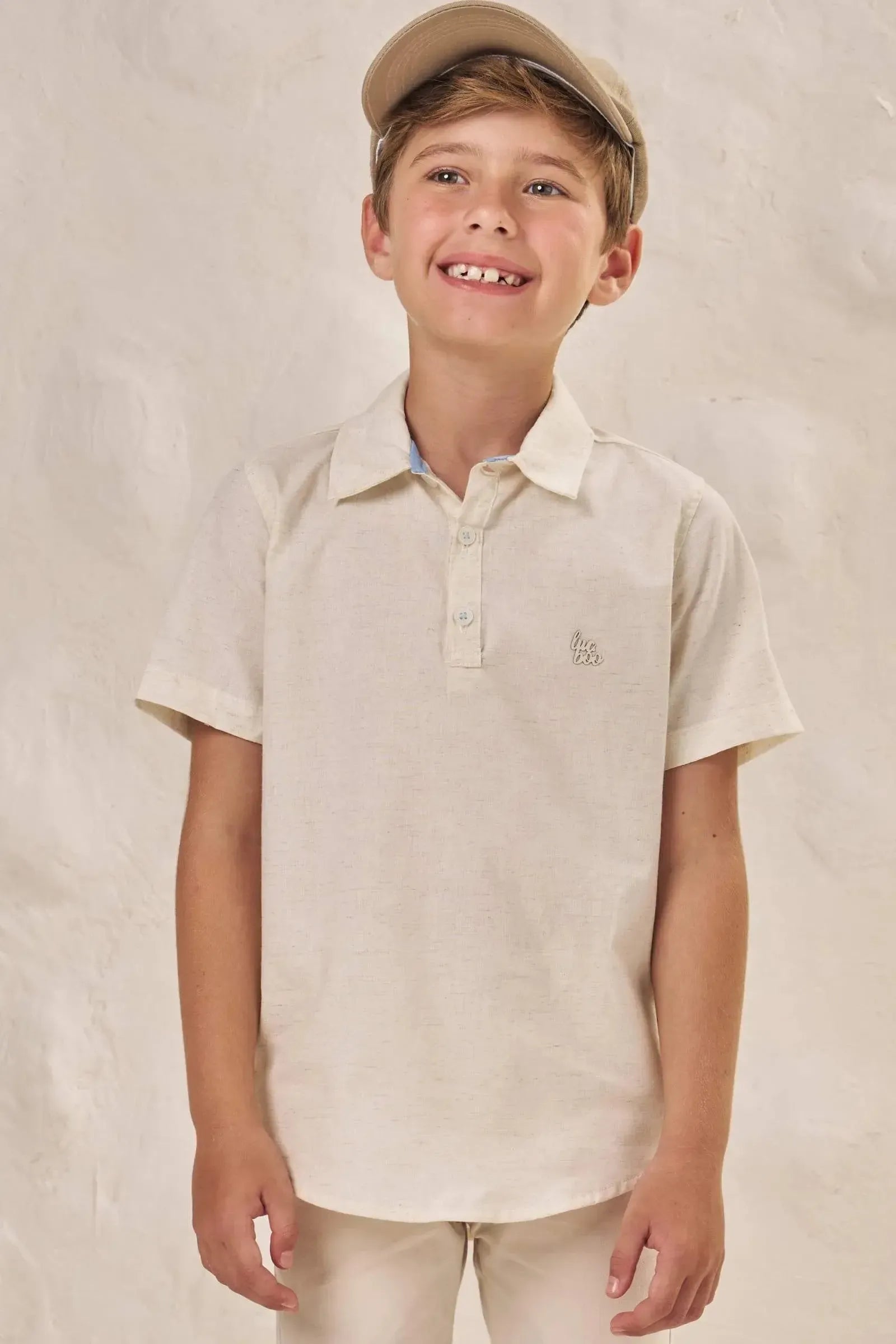 Camisa em Linho Deluxe 86941 LucBoo Infantil Menino