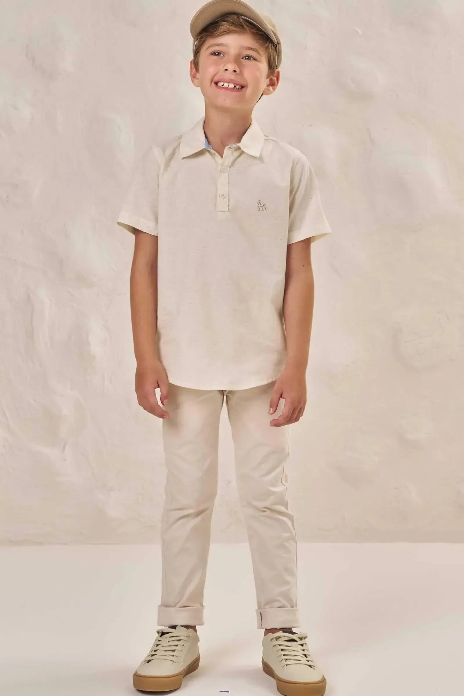 Camisa em Linho Deluxe 86941 LucBoo Infantil Menino