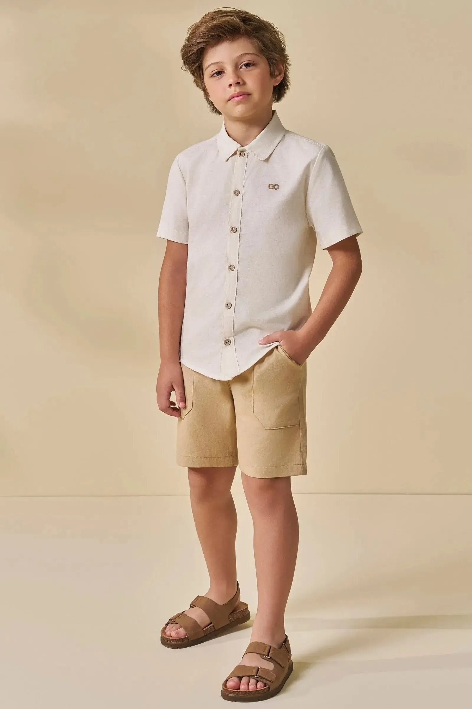 Camisa em Linho Deluxe 96535 LucBoo Infantil Menino
