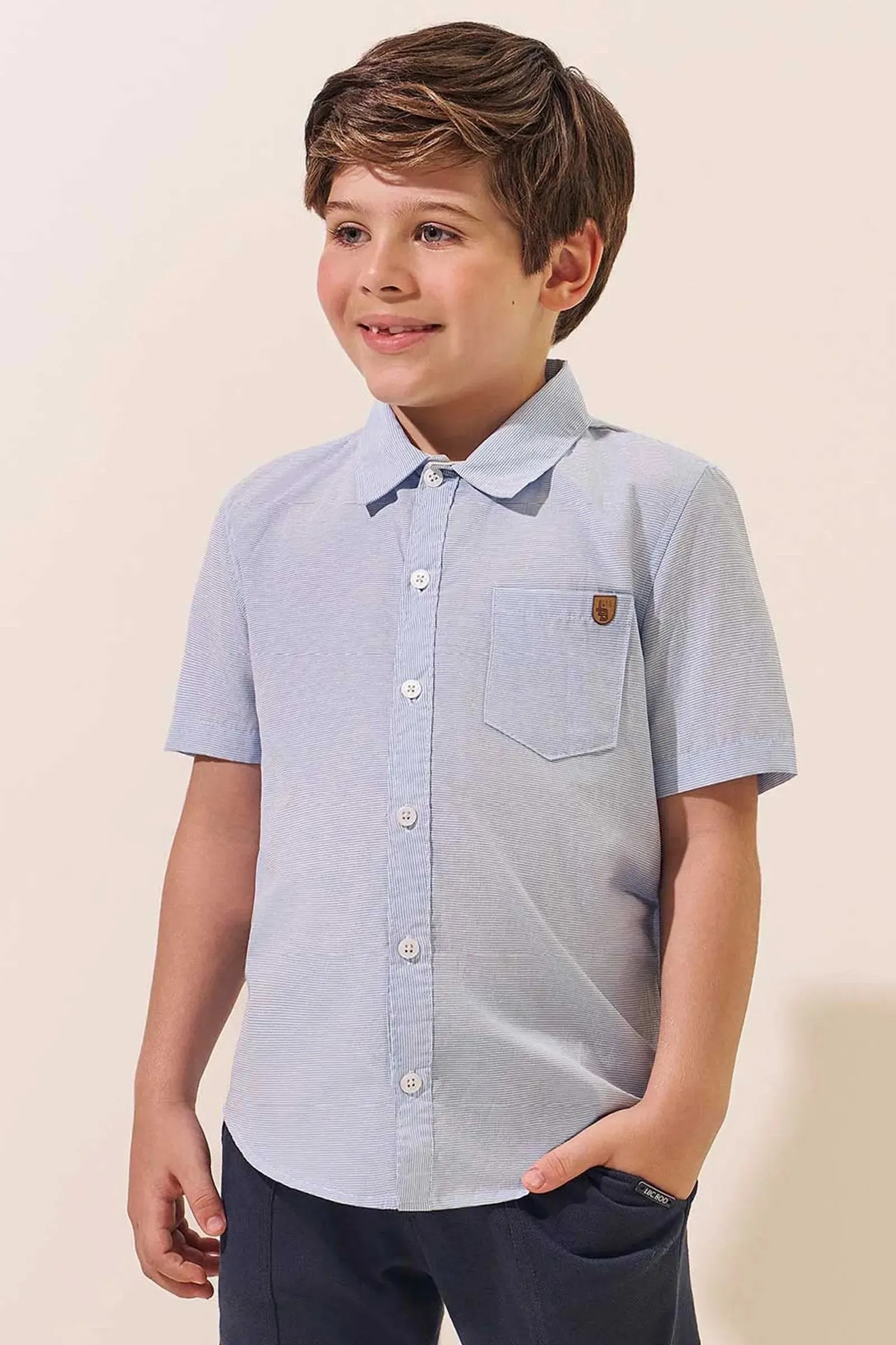 Camisa em Tecido Listrado 94788 LucBoo Infantil Menino