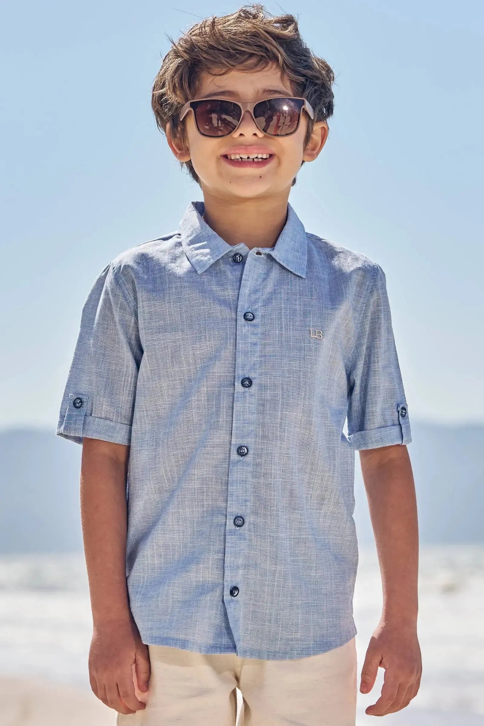 Camisa em Tecido Verano Chambray 83343 LucBoo Infantil Menino
