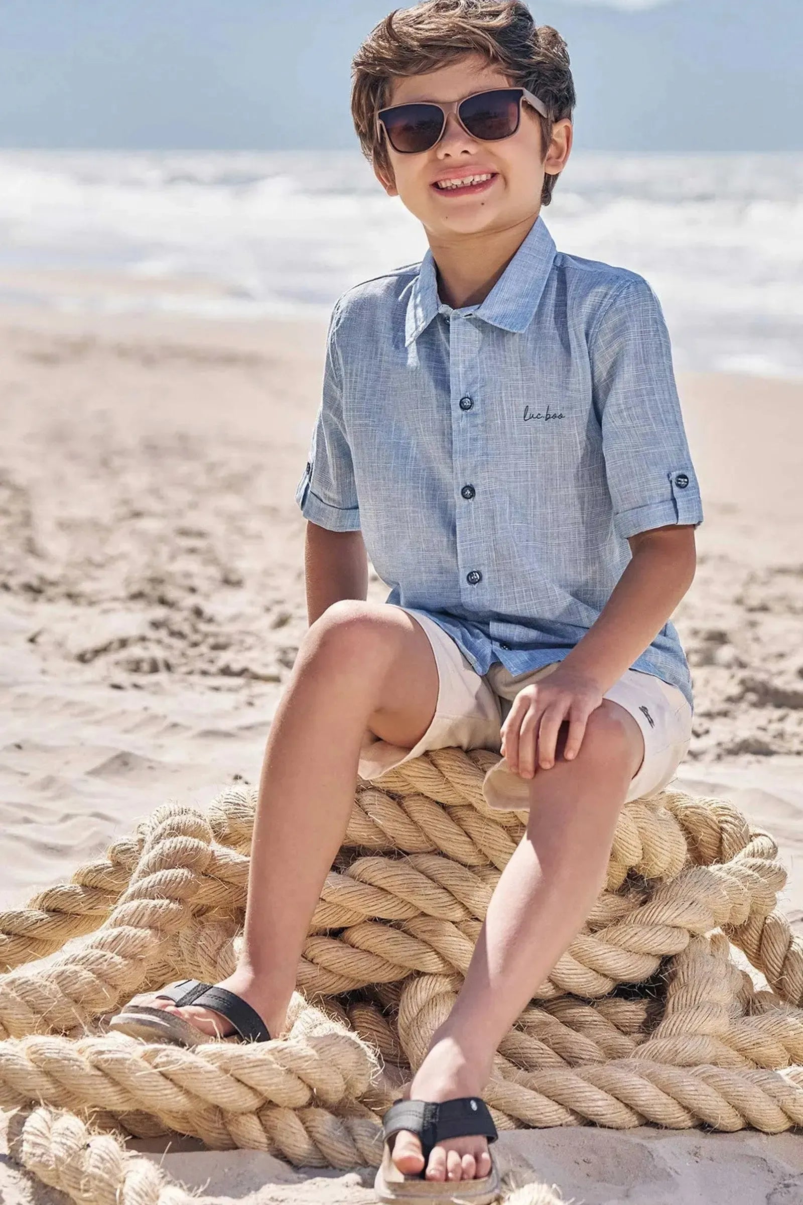 Camisa em Tecido Verano Chambray 83343 LucBoo Infantil Menino