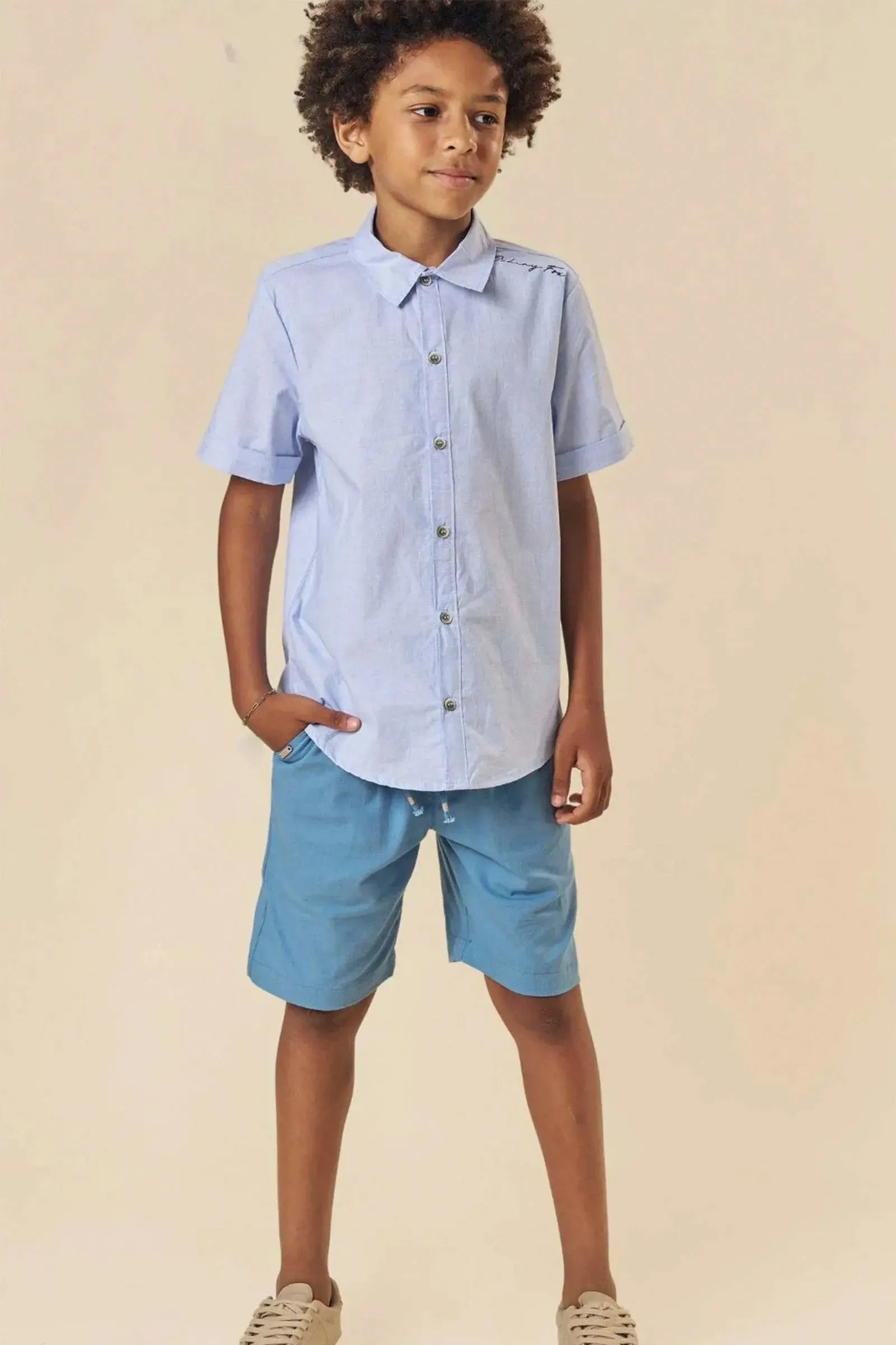 Camisa em Tricoline com Elastano 83582 Johnny Fox Teen Menino