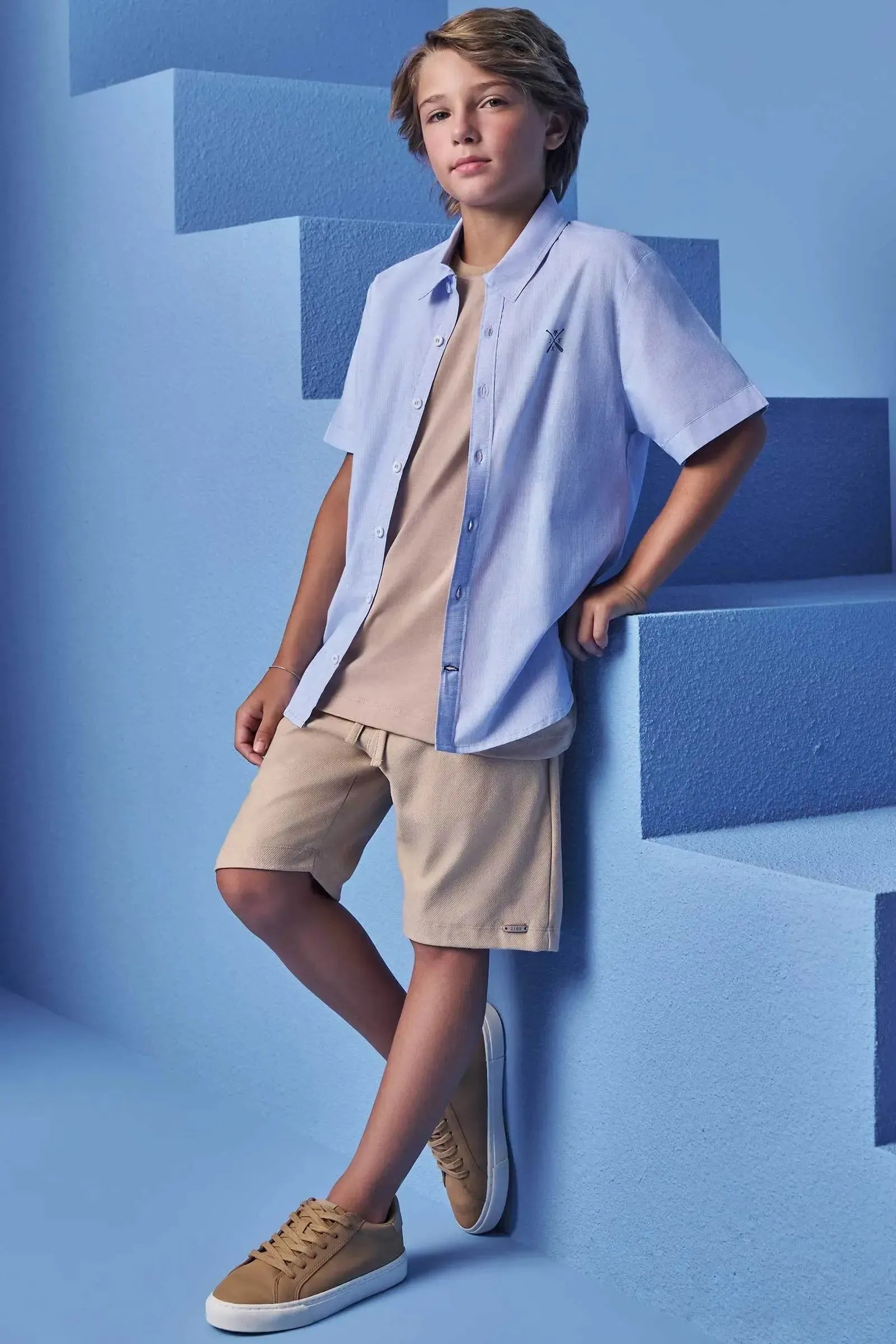 Camisa em Tricoline Listrada Andes 98815 Johnny Fox Teen Menino