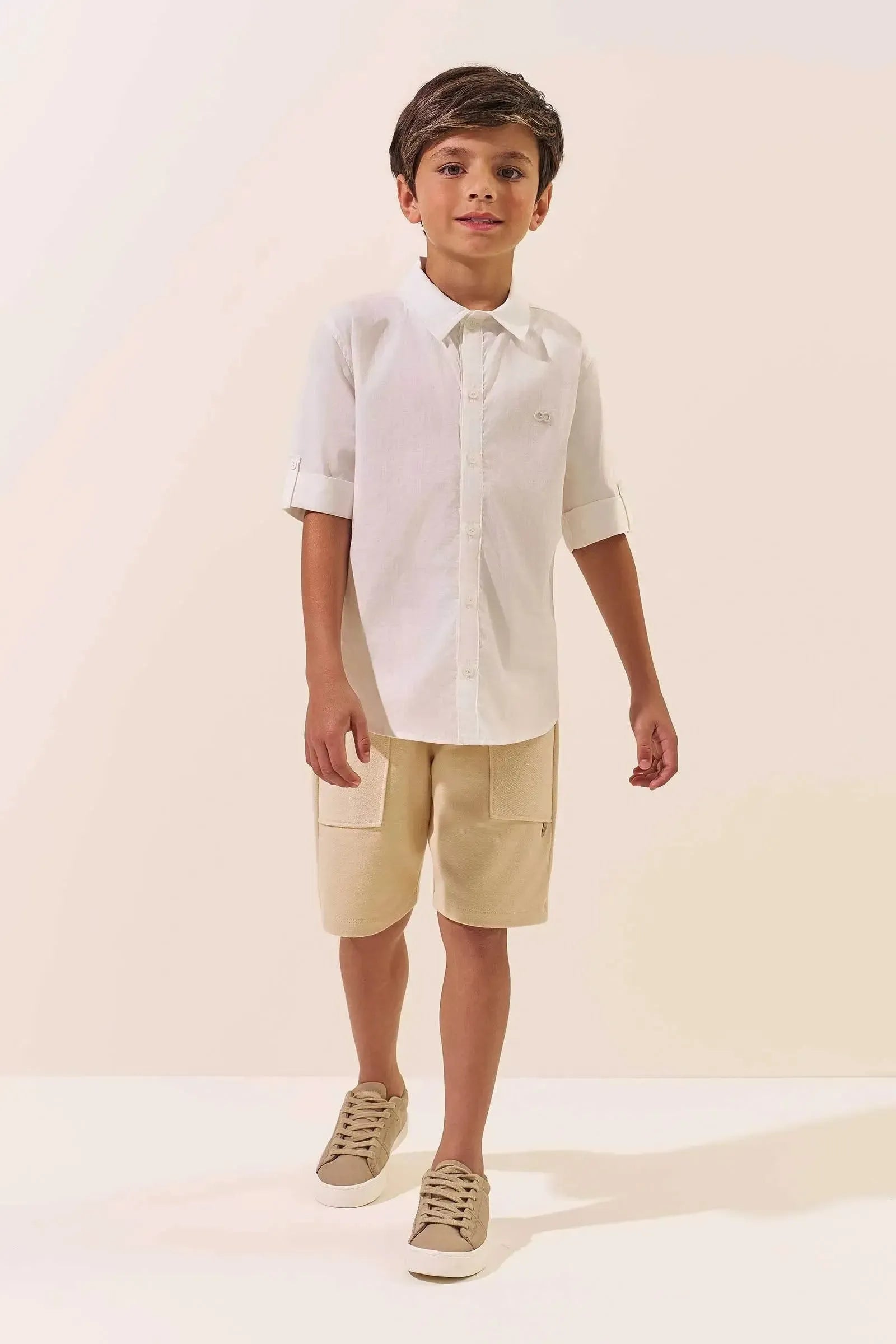 Camisa em Tricoline Mônaco com Elastano 94787 LucBoo Infantil Menino