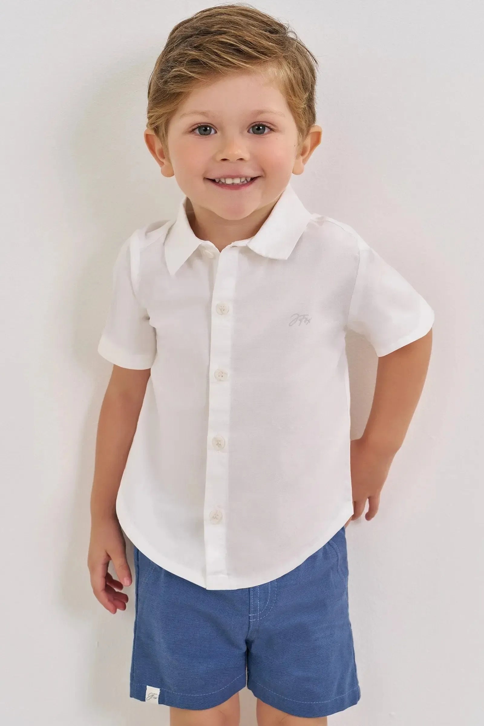 Camisa em Tricoline Mônaco com Elastano 86338 Johnny Fox Bebê Menino