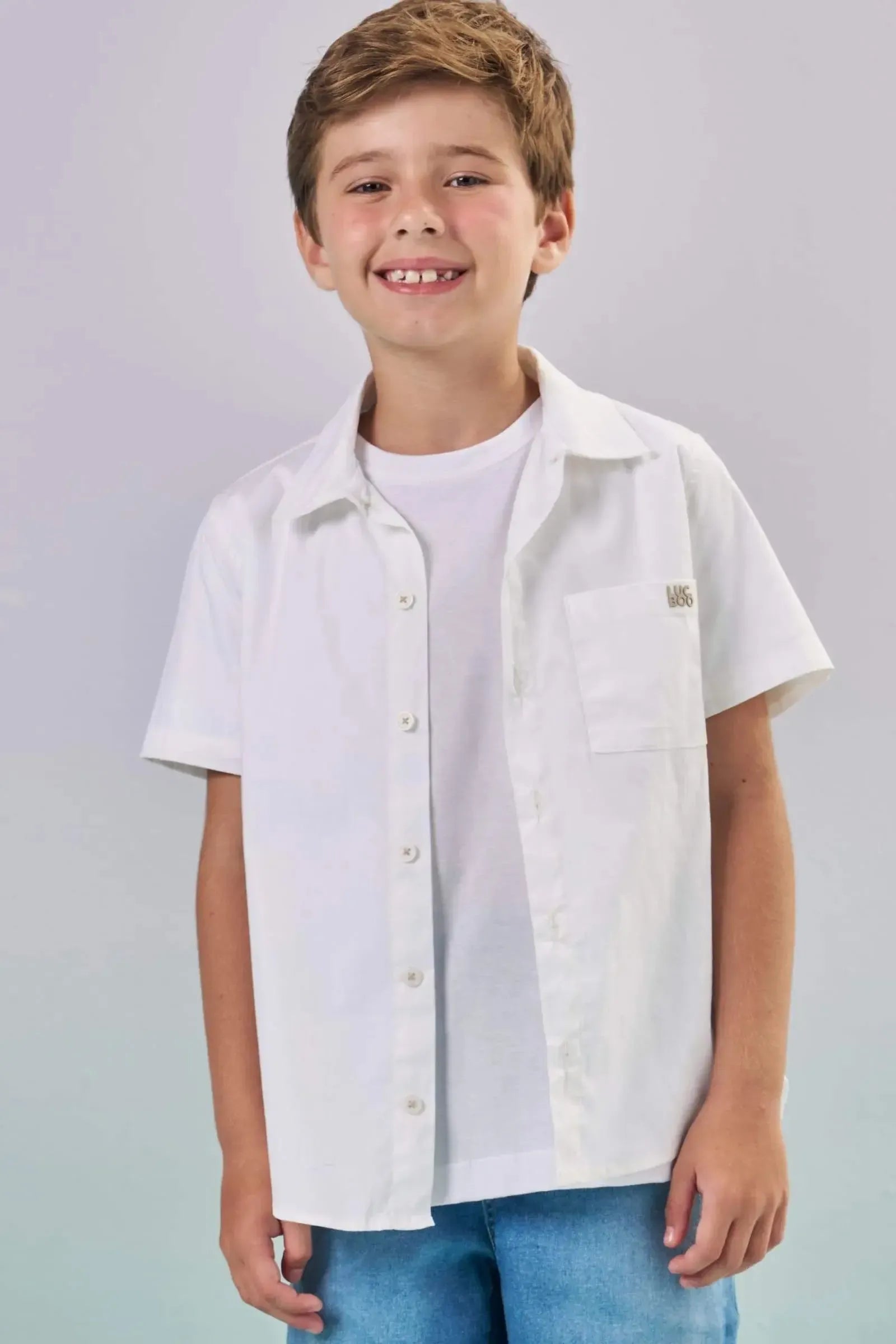 Camisa em Tricoline Mônaco com Elastano 87285 LucBoo Infantil Menino