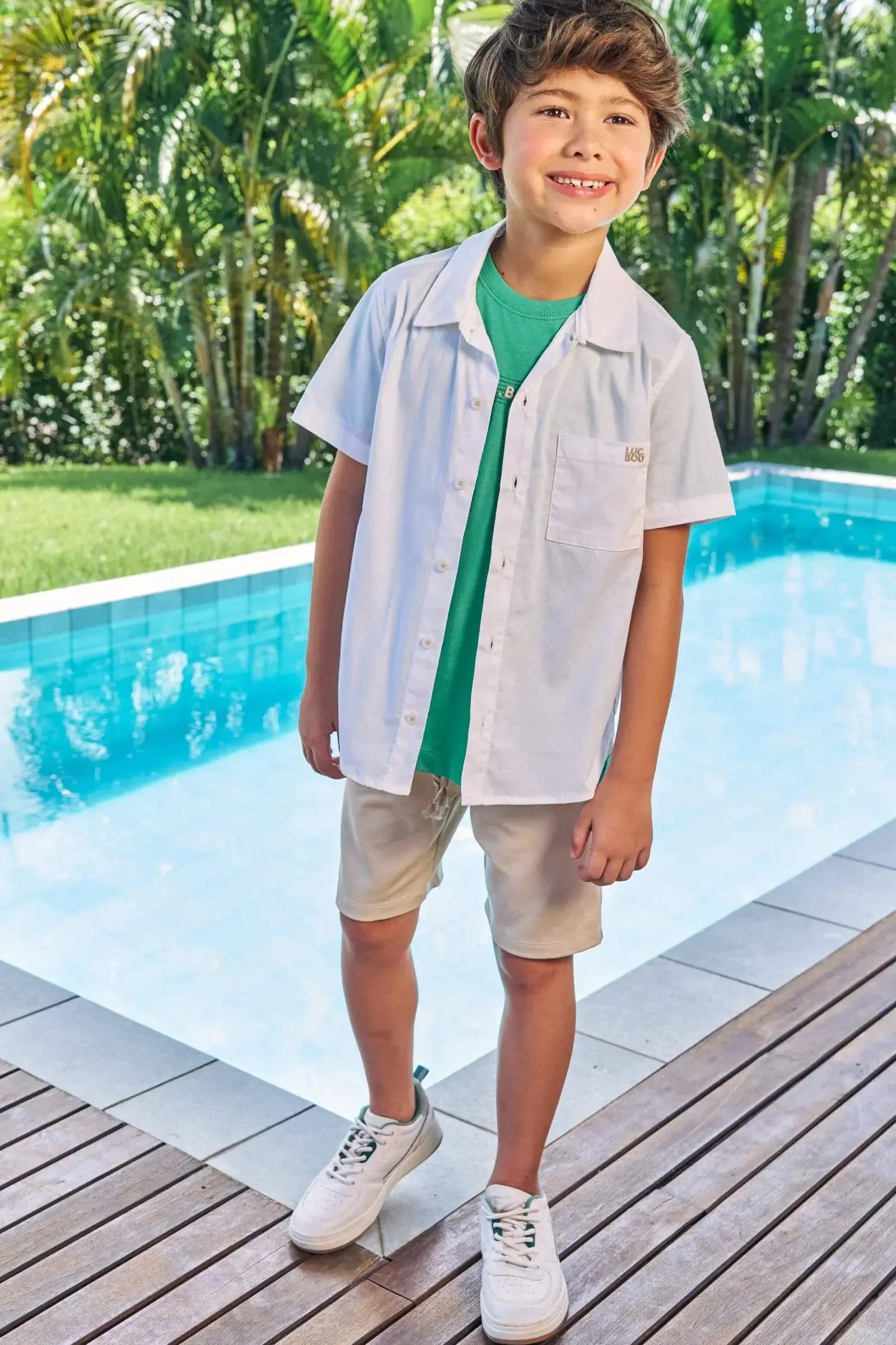 Camisa em Tricoline Mônaco com Elastano 87285 LucBoo Infantil Menino