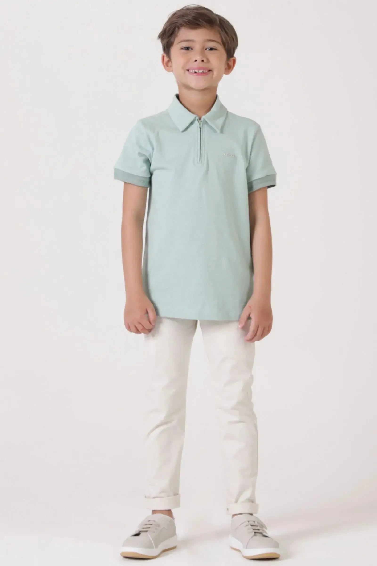 Camisa Polo em Malha Fish com Elastano 86984 LucBoo Infantil Menino