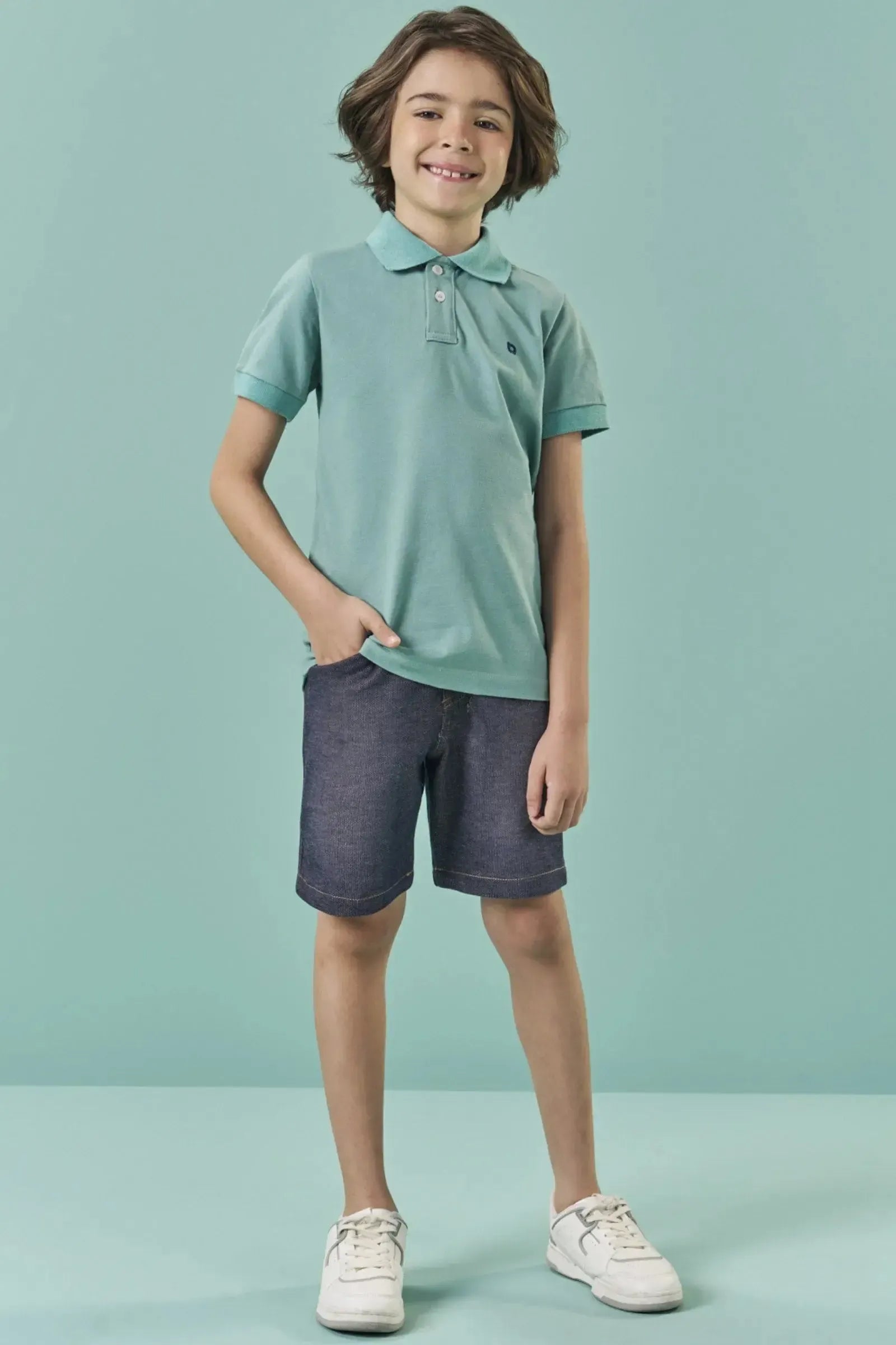 Camisa Polo em Malha Piquet com Elastano 82833 LucBoo Infantil Menino
