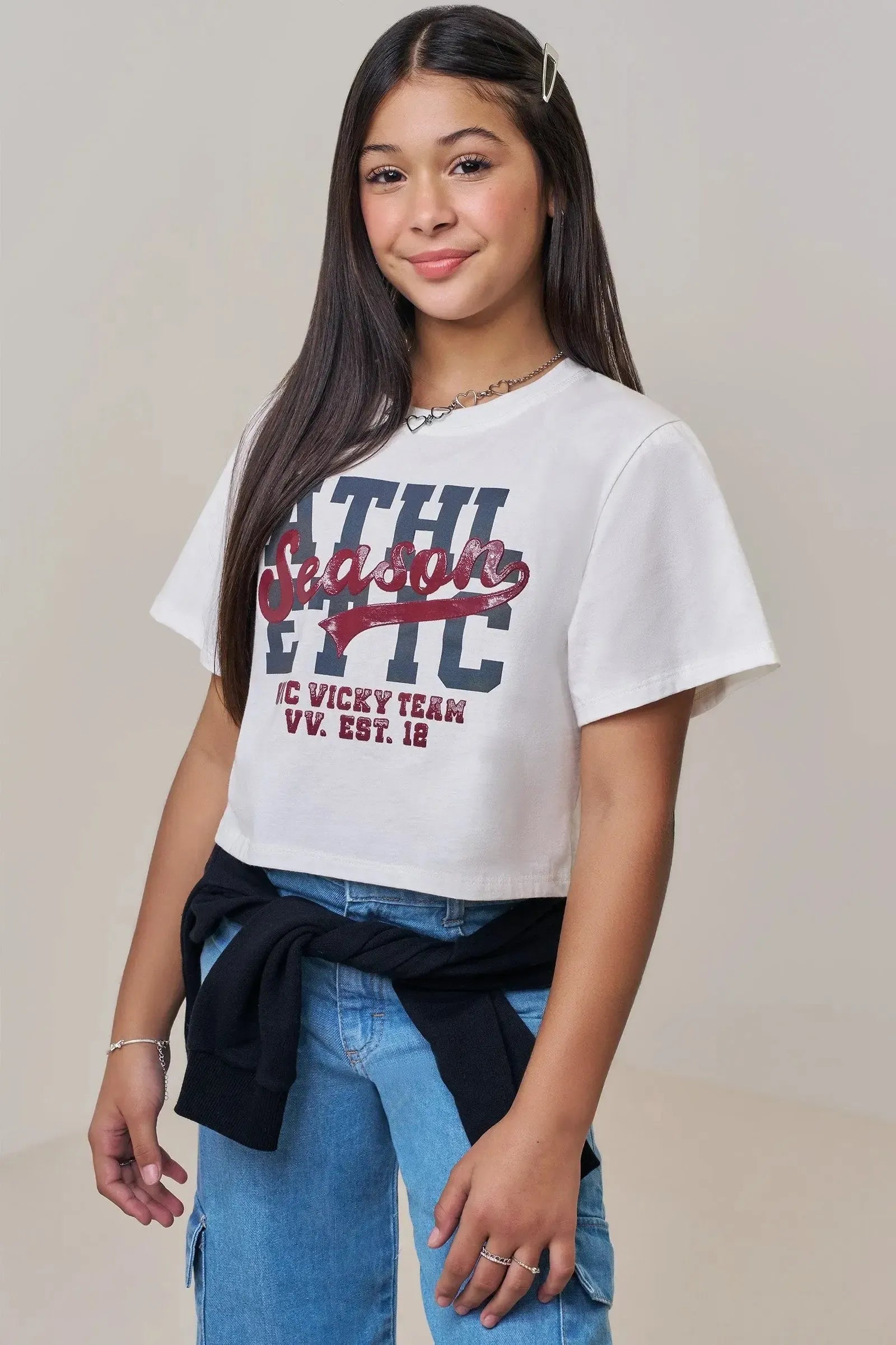 Camiseta Boxy Over em Meia Malha 89171 Vic&Vicky Teen Menina