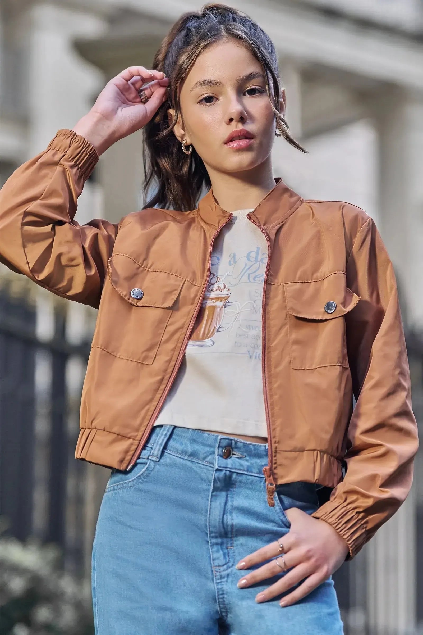 Camiseta Boxy Over em Meia Malha 89172 Vic&Vicky Teen Menina