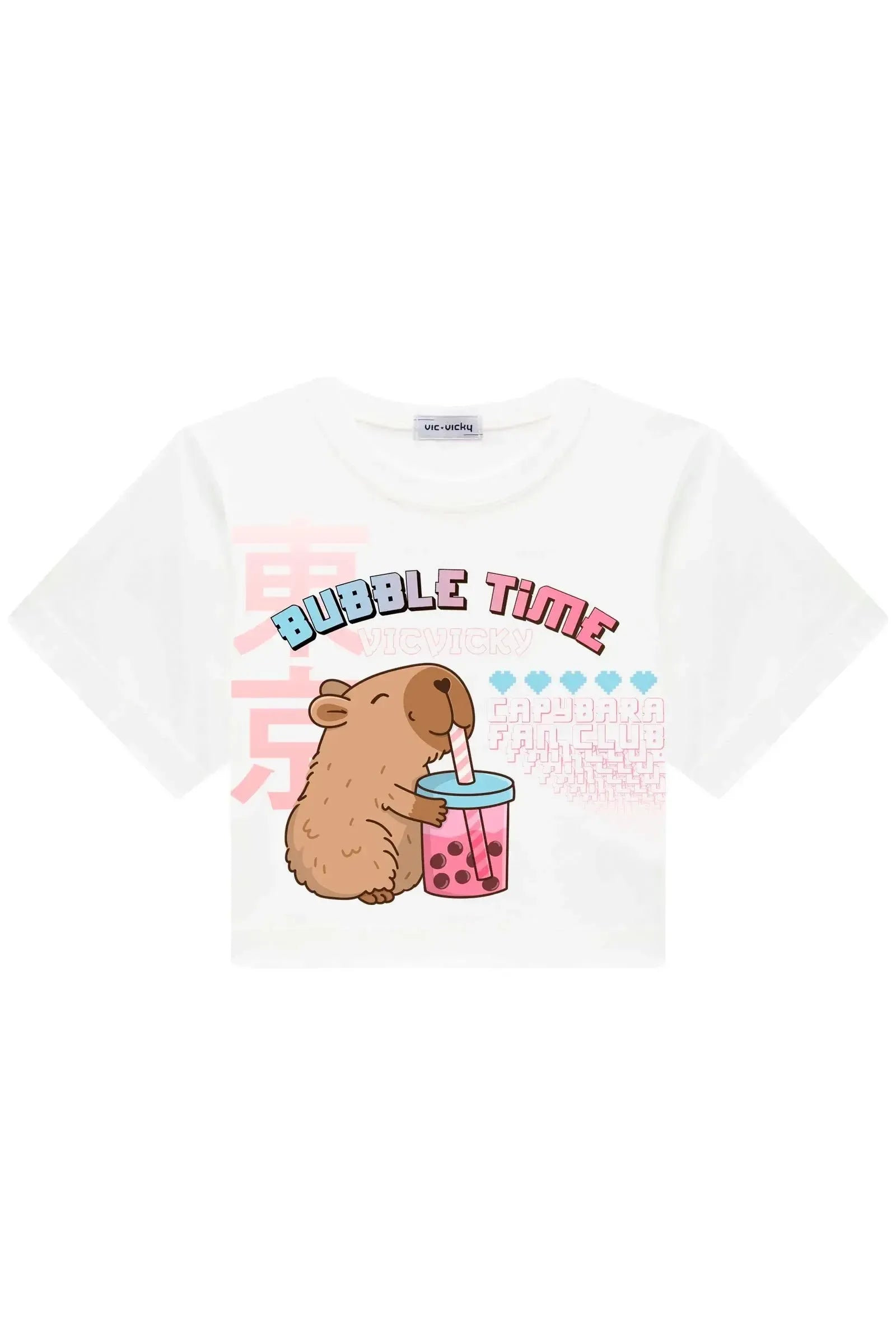 Camiseta Boxy Over em Meia Malha 90366 Vic&Vicky Teen Menina
