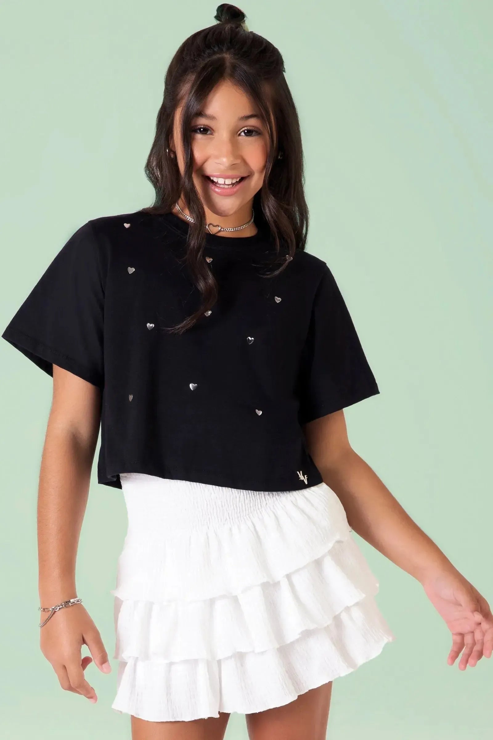 Camiseta Boxy Over em Meia Malha 90455 Vic&Vicky Teen Menina