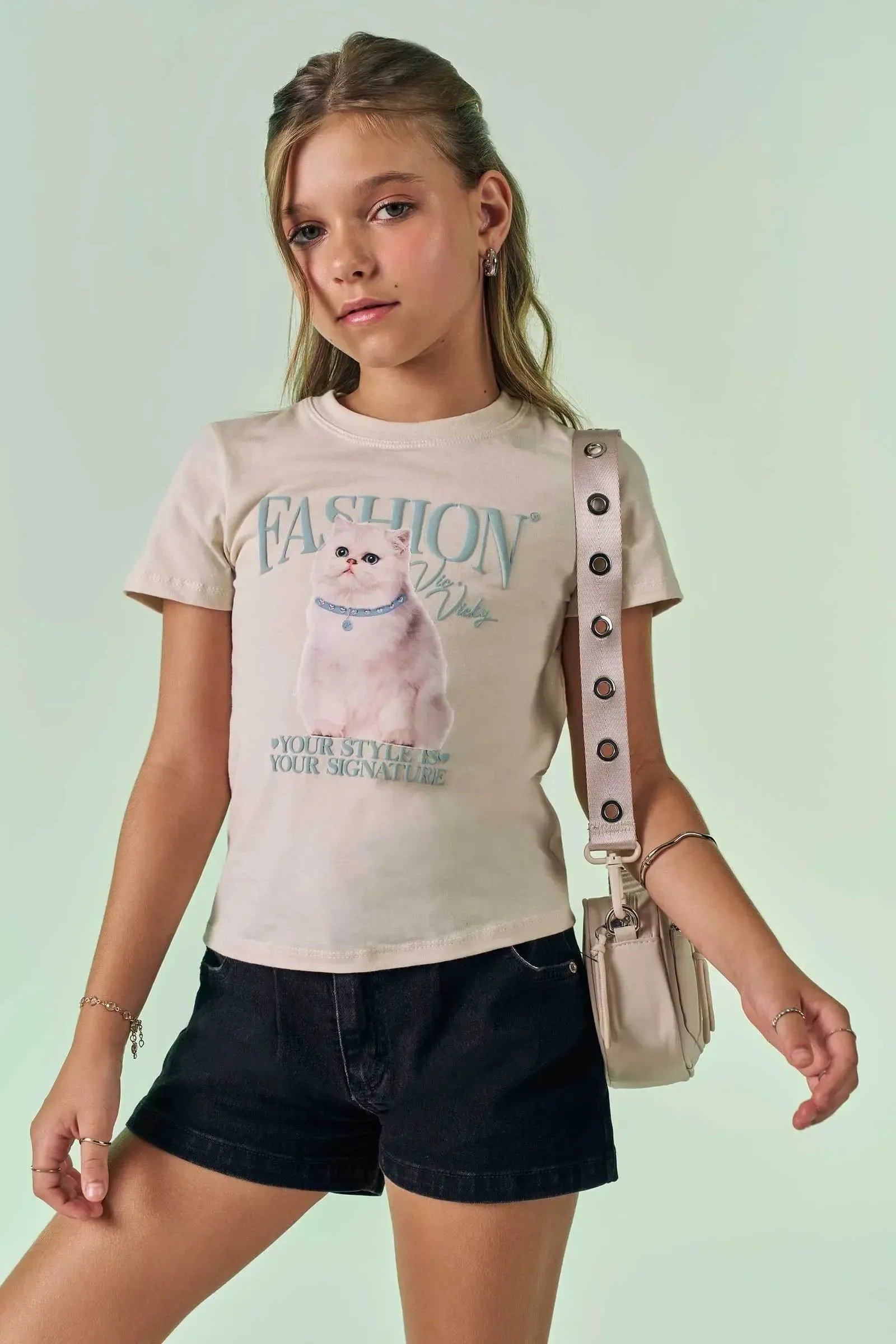 Camiseta Comfy em Meia Malha 87513 Vic&Vicky Teen Menina