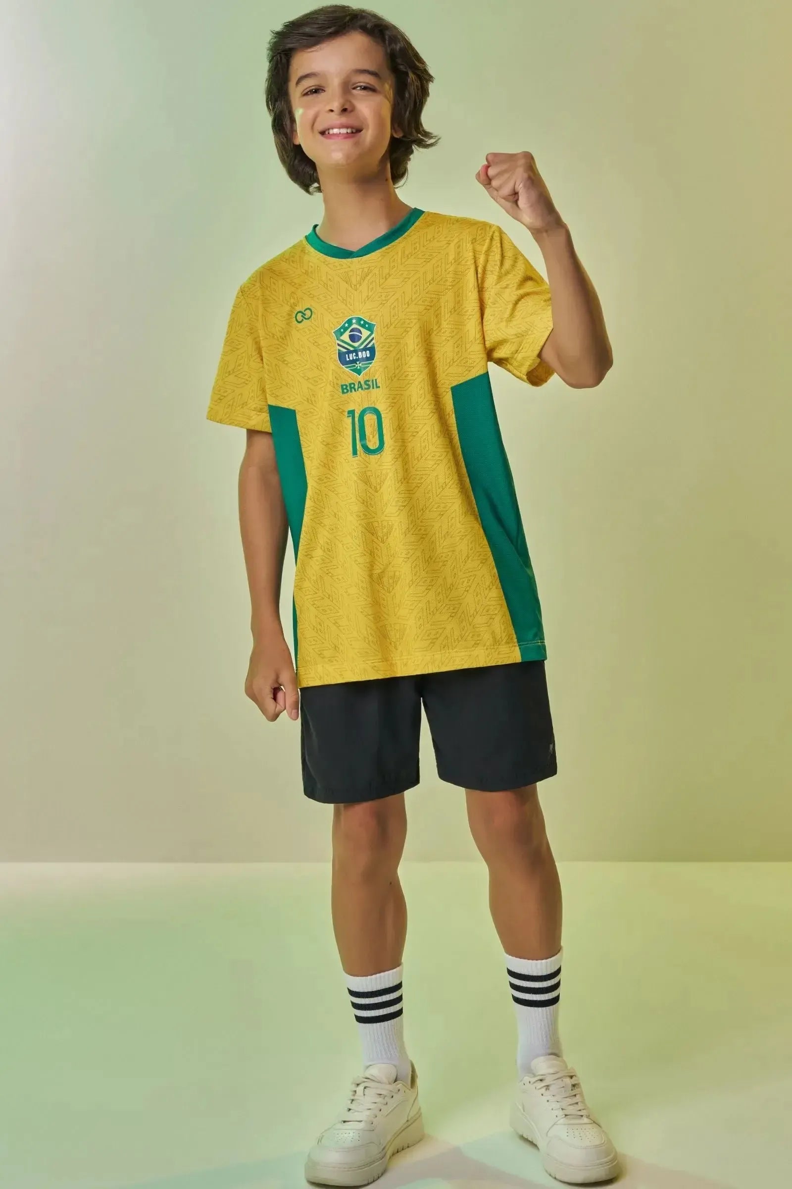 Camiseta Copa Brasil em Malha DRY Esportiva Fresca Leve e Respirável com Visual Vibrante Para Torcer com Conforto e Atitude. 99766 LucBoo Infantil Menino