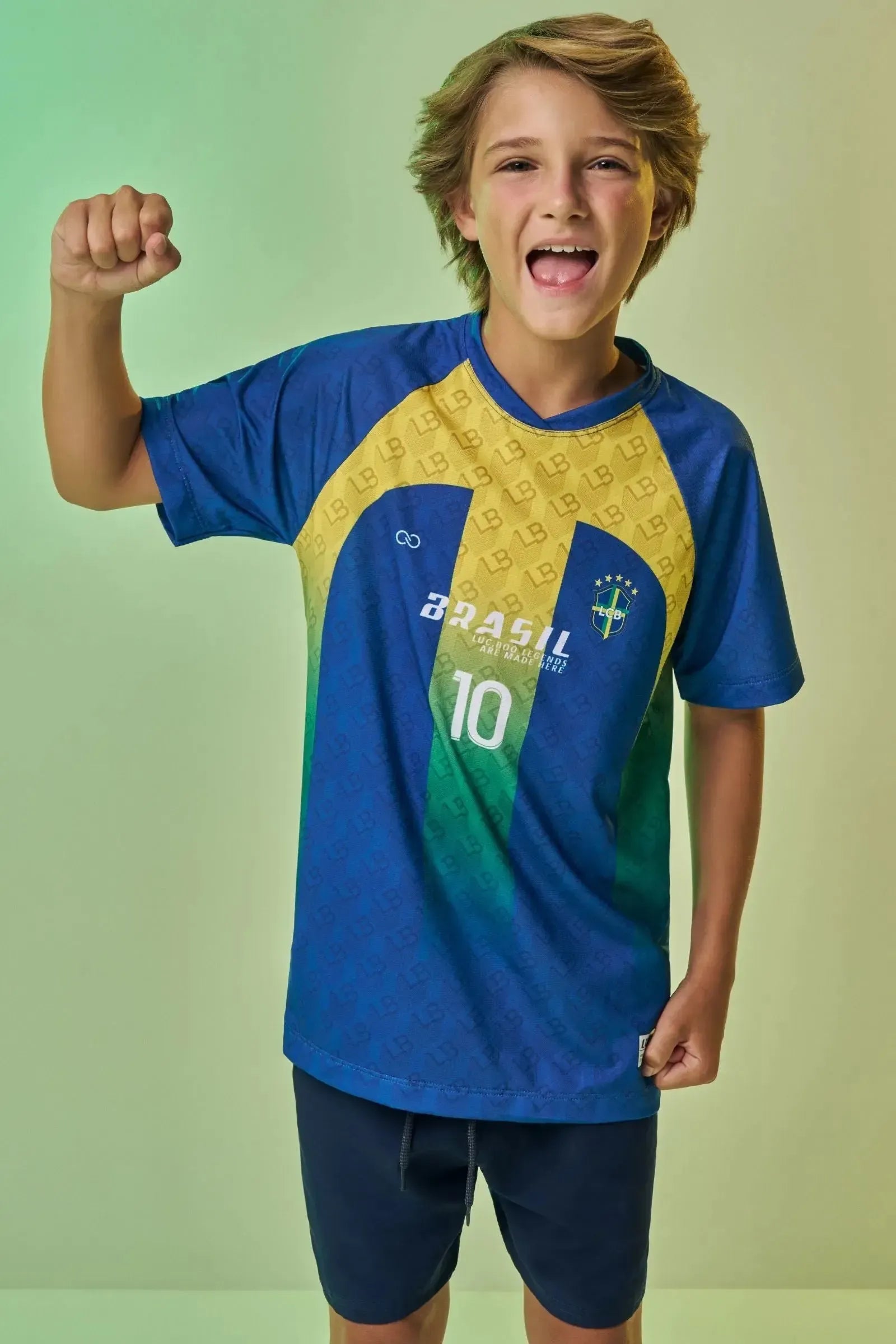 Camiseta Copa Brasil em Malha DRY Esportiva Leve Respirável e Confortável com Estampa Vibrante Para Torcer com Estilo e Liberdade. 99765 LucBoo Infantil Menino