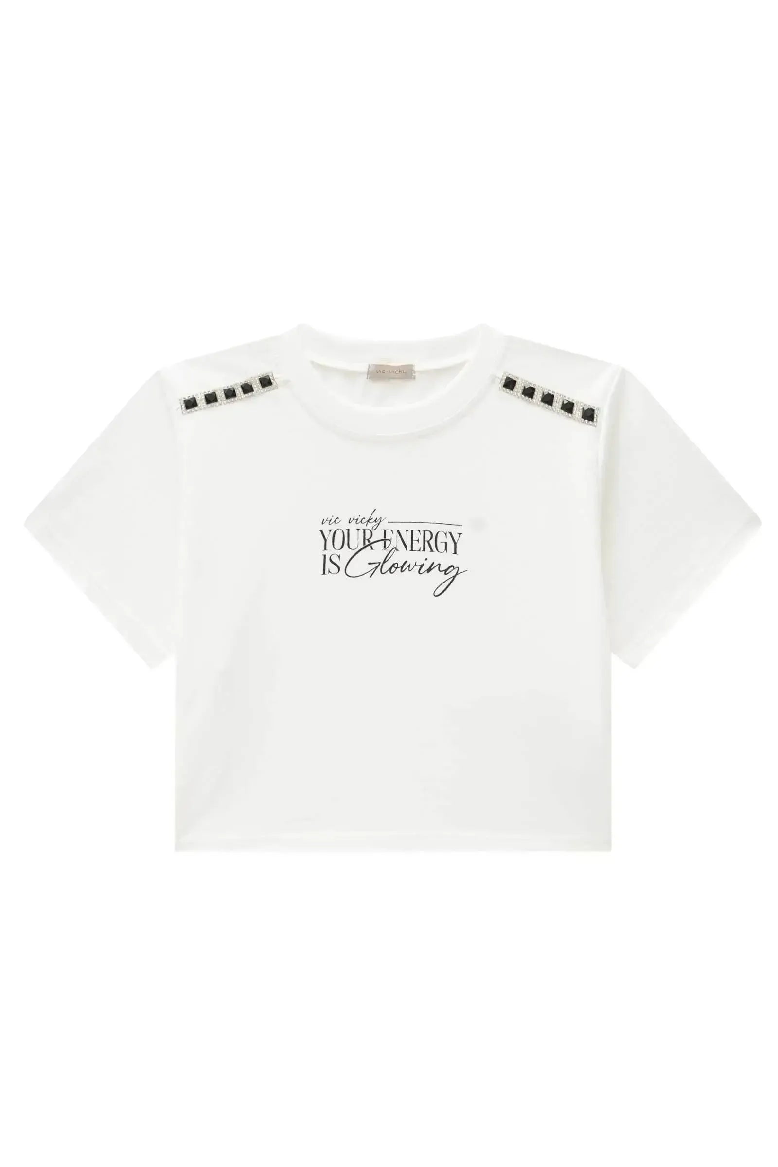 Camiseta Cropped em Meia Malha 82822 Vic&Vicky Teen Menina