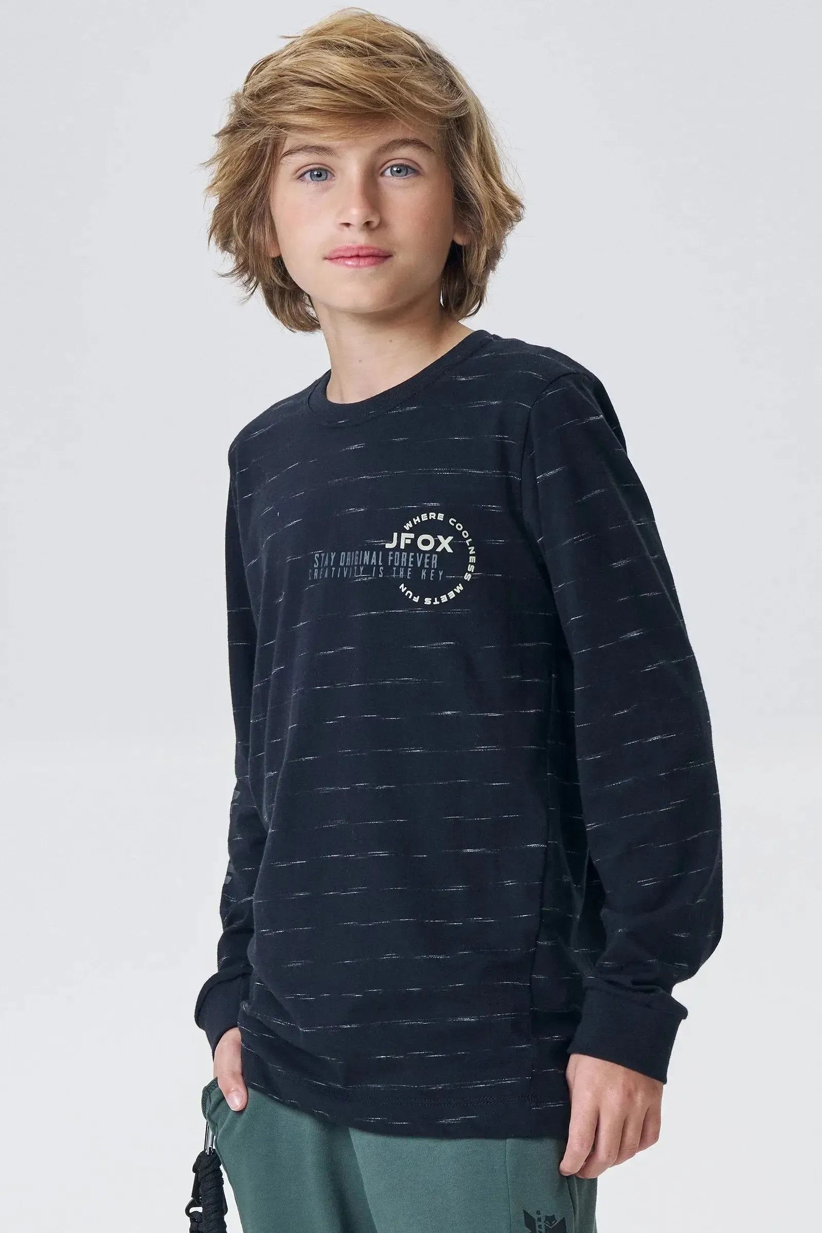 Camiseta em Malha Jet Listrada 89375 Johnny Fox Teen Menino