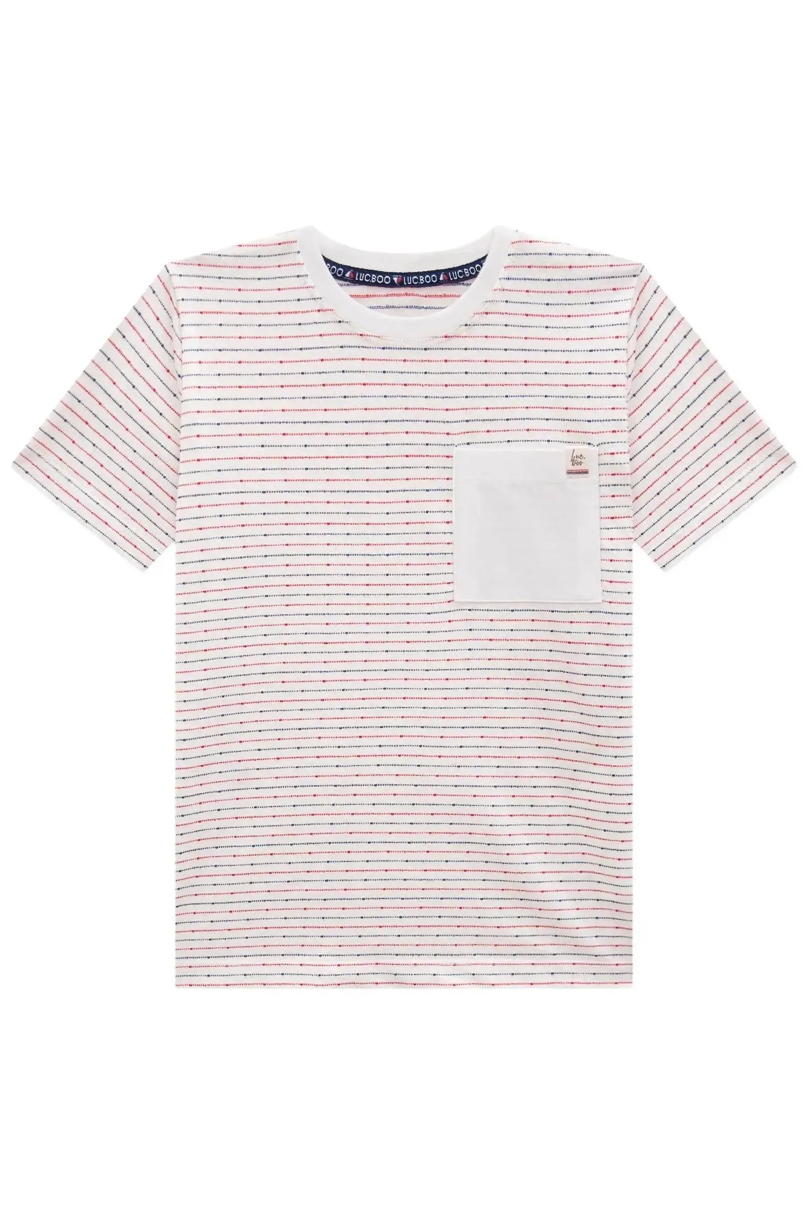Camiseta em Malha Listrada Fio Tinto 82827 LucBoo Infantil Menino