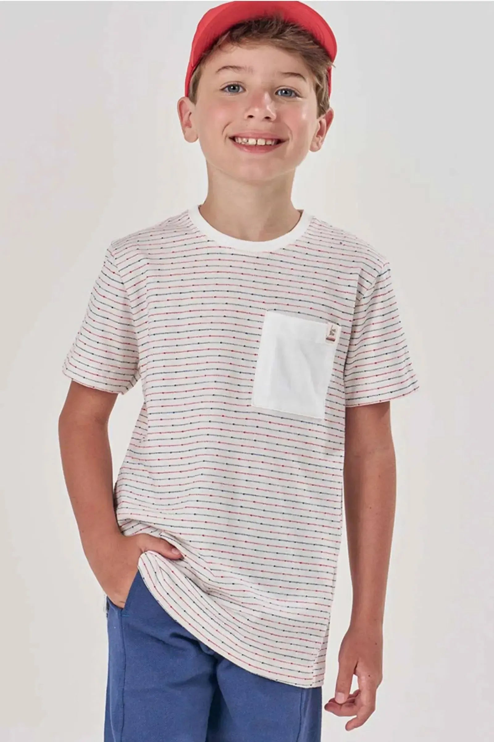 Camiseta em Malha Listrada Fio Tinto 82827 LucBoo Infantil Menino