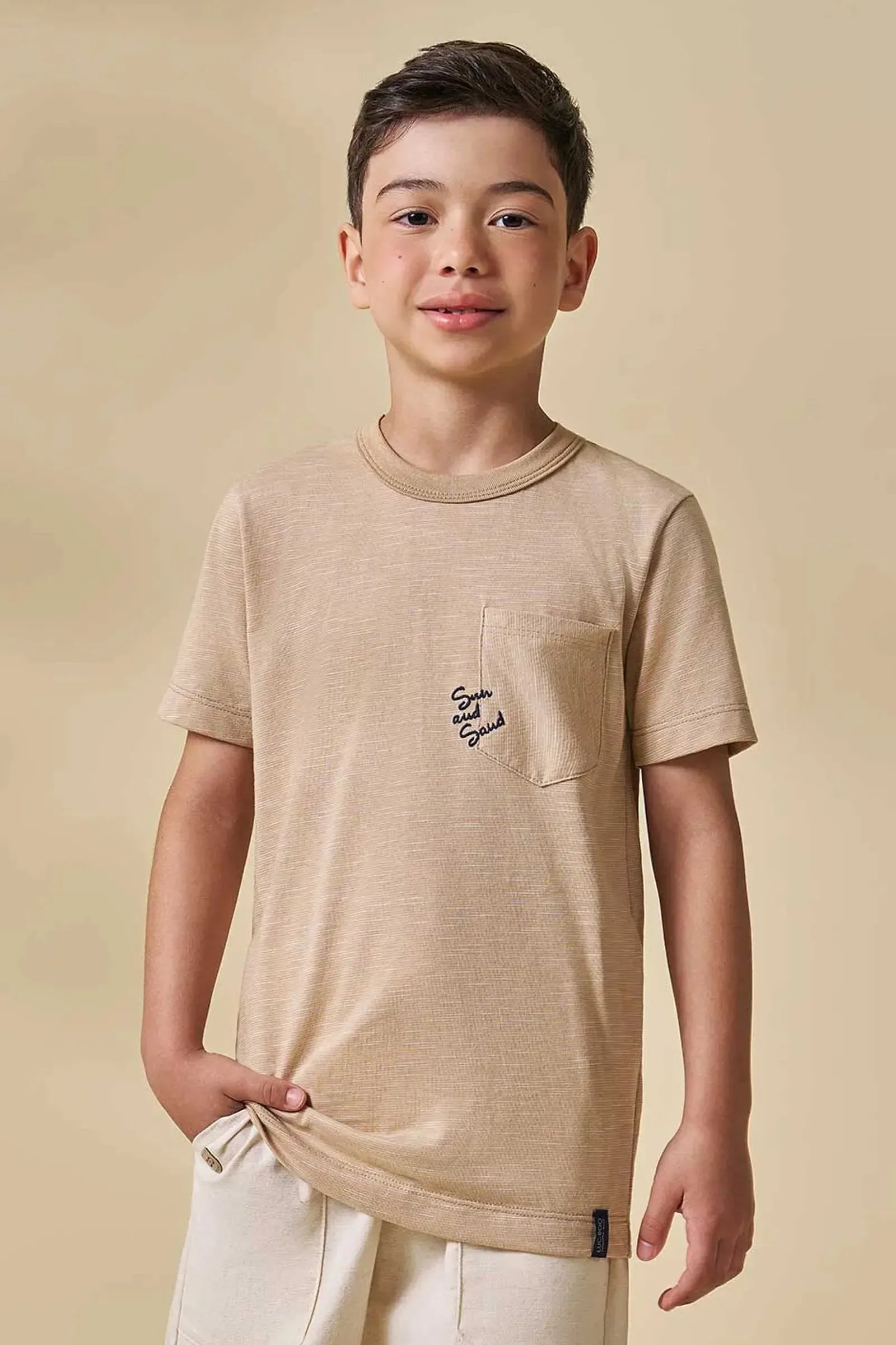 Camiseta em Malha Mesclada 95653 LucBoo Infantil Menino