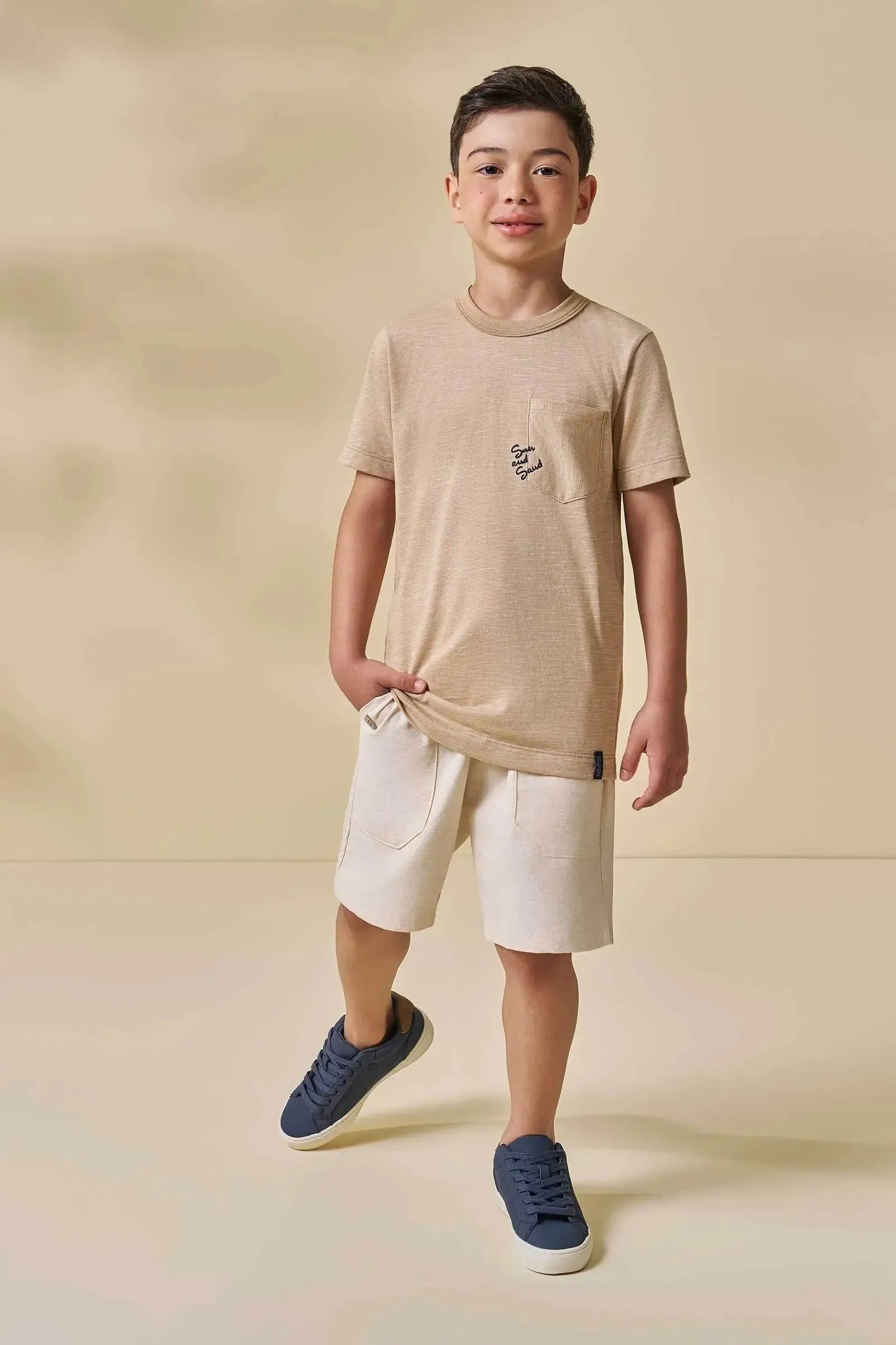 Camiseta em Malha Mesclada 95653 LucBoo Infantil Menino