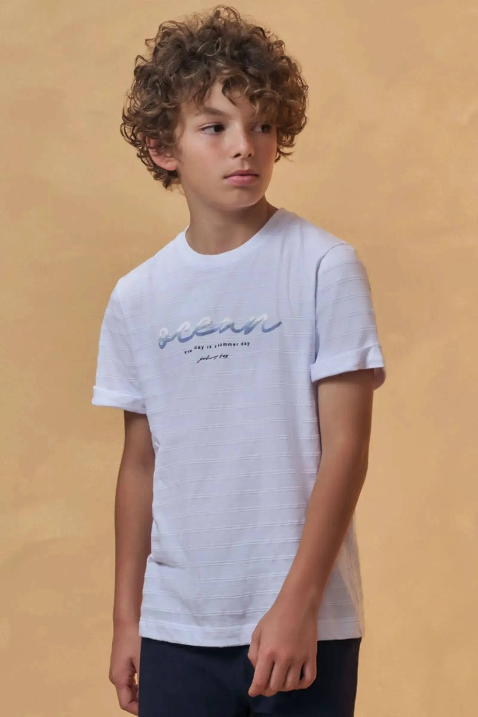 Camiseta em Malha Relevo 96387 Johnny Fox Teen Menino