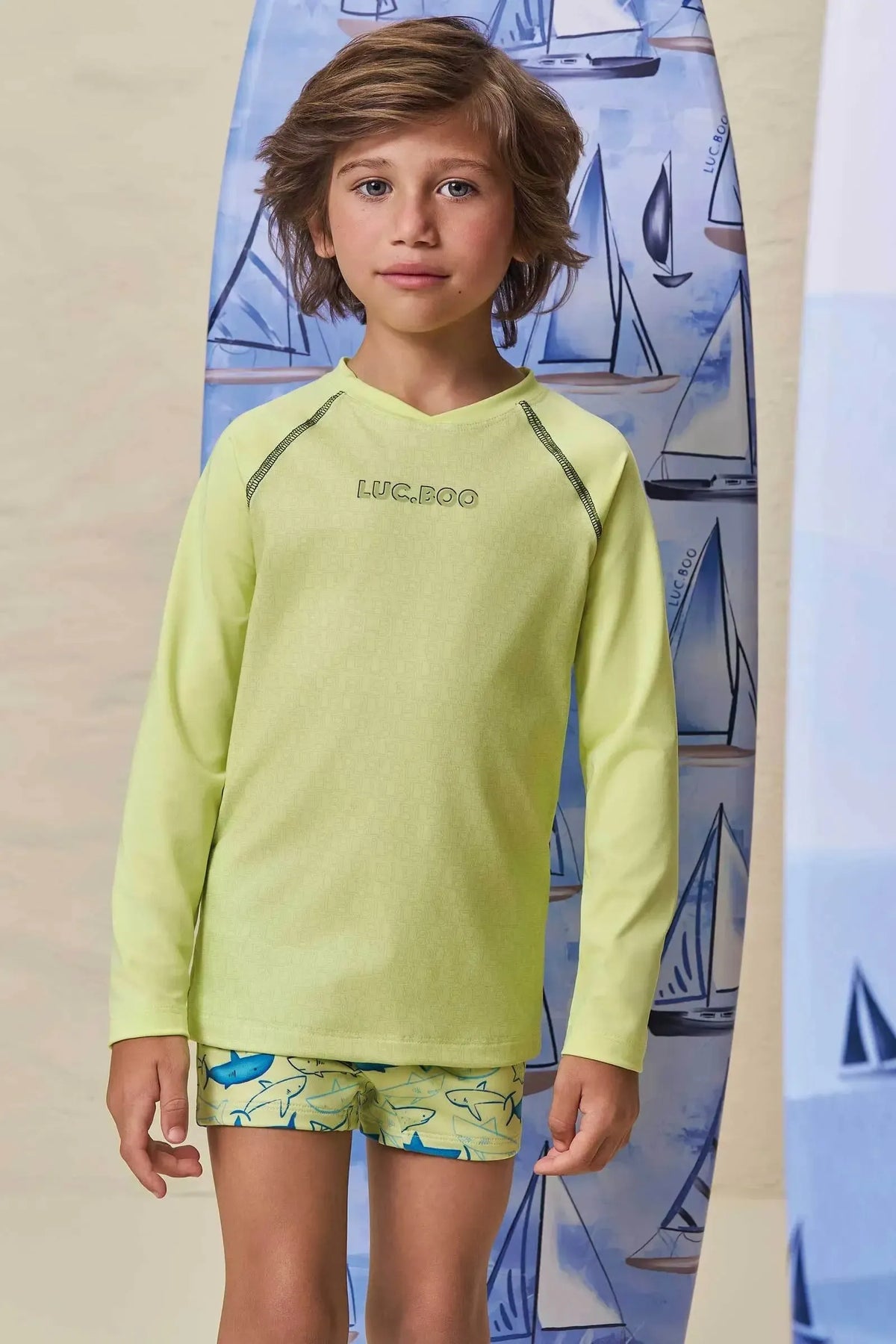 Camiseta em Malha UV Dry com Proteção UV50+ 99581 LucBoo Infantil Menino