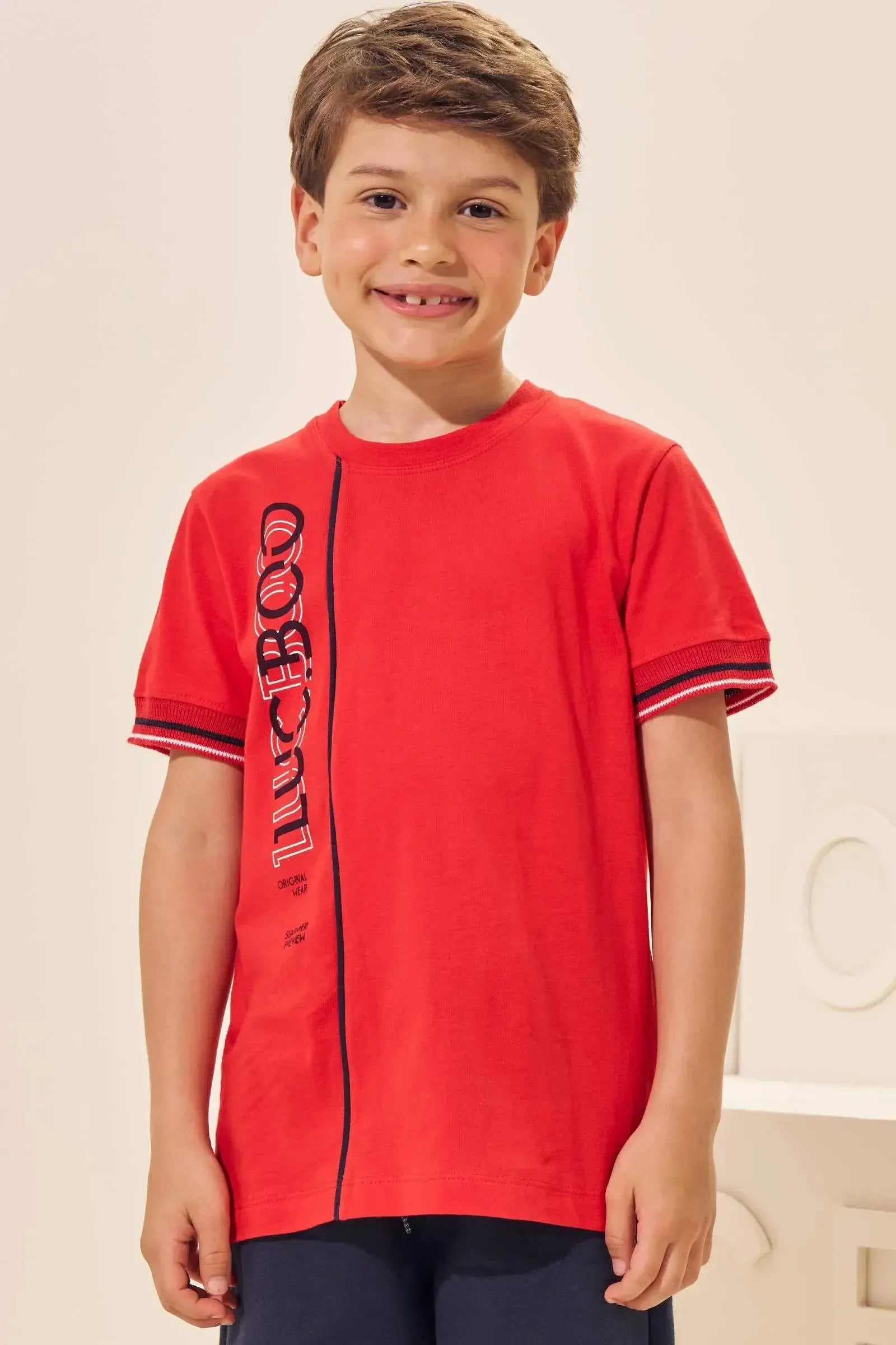 Camiseta em Meia Malha 96292 LucBoo Infantil Menino