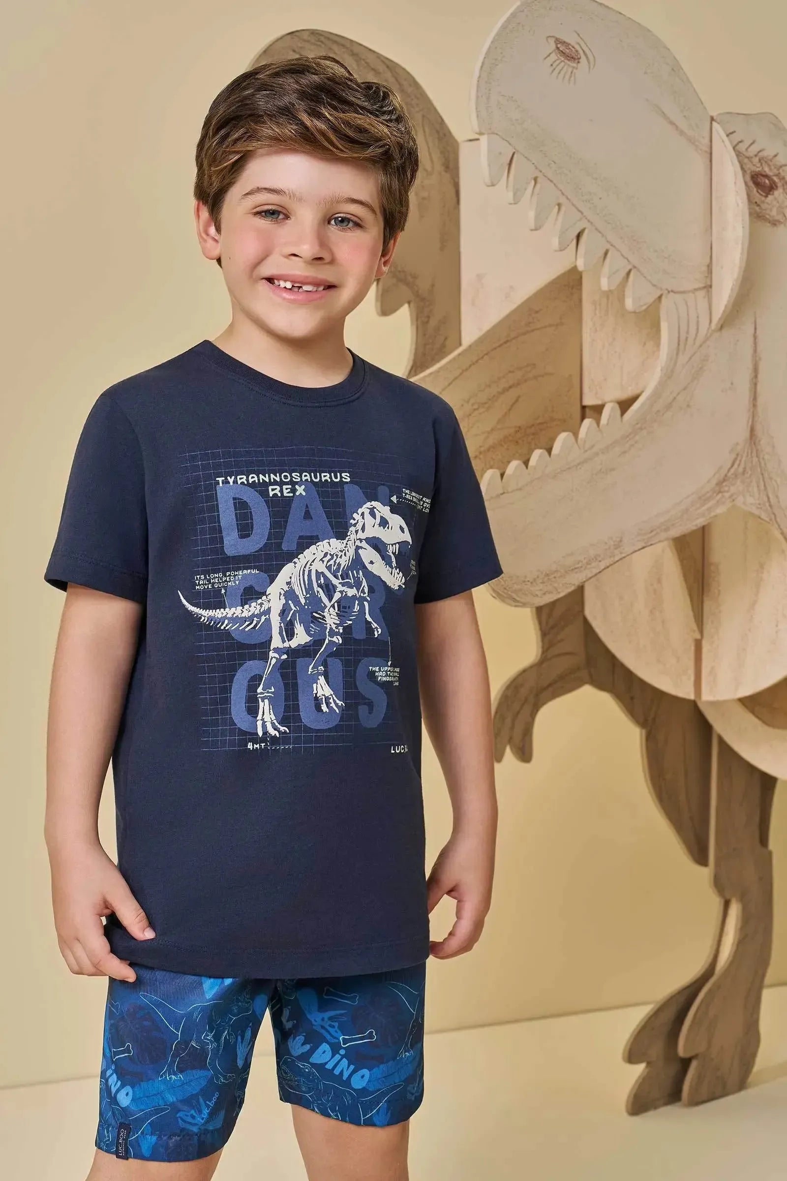 Camiseta em Meia Malha 94776 LucBoo Infantil Menino
