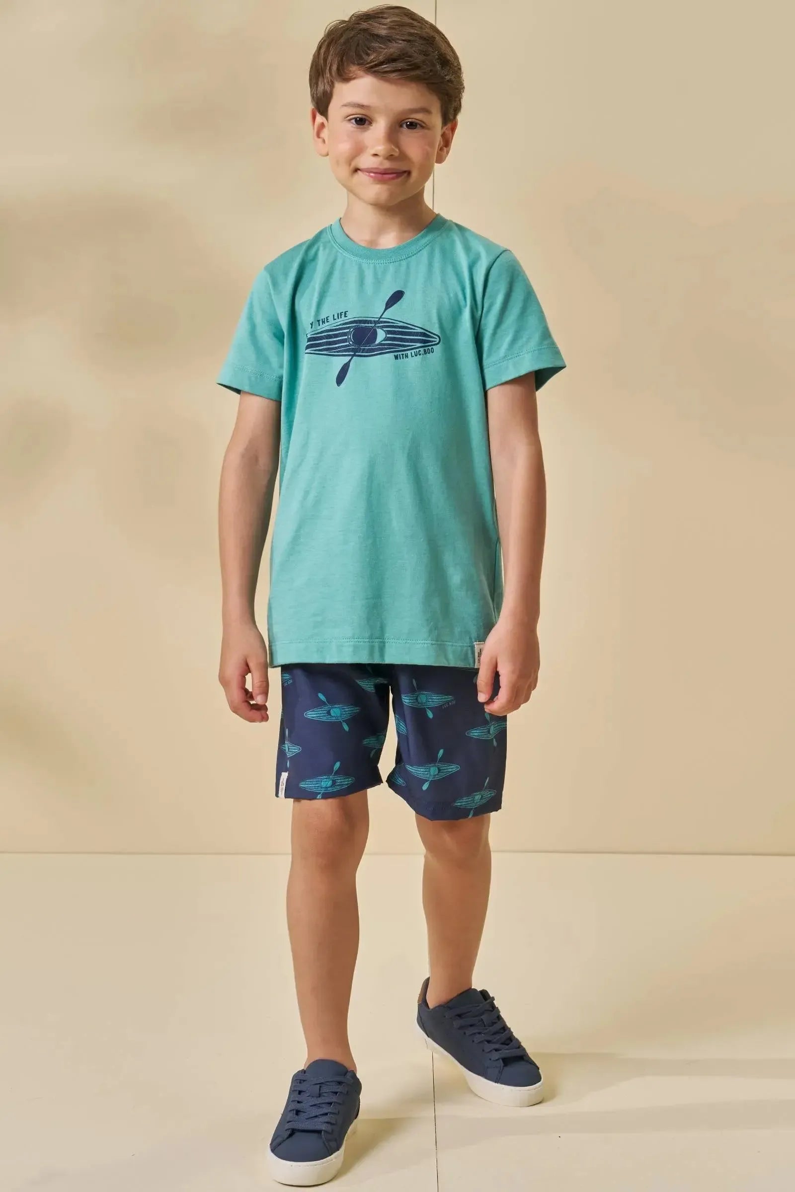 Camiseta em Meia Malha 95647 LucBoo Infantil Menino
