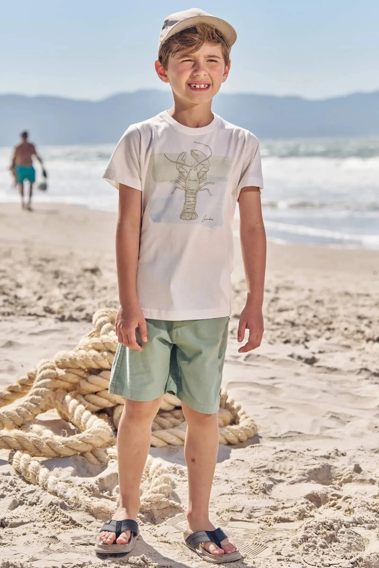 Camiseta em Meia Malha e Bermuda em Linho Santorine com Elastano 83180 LucBoo Infantil Menino