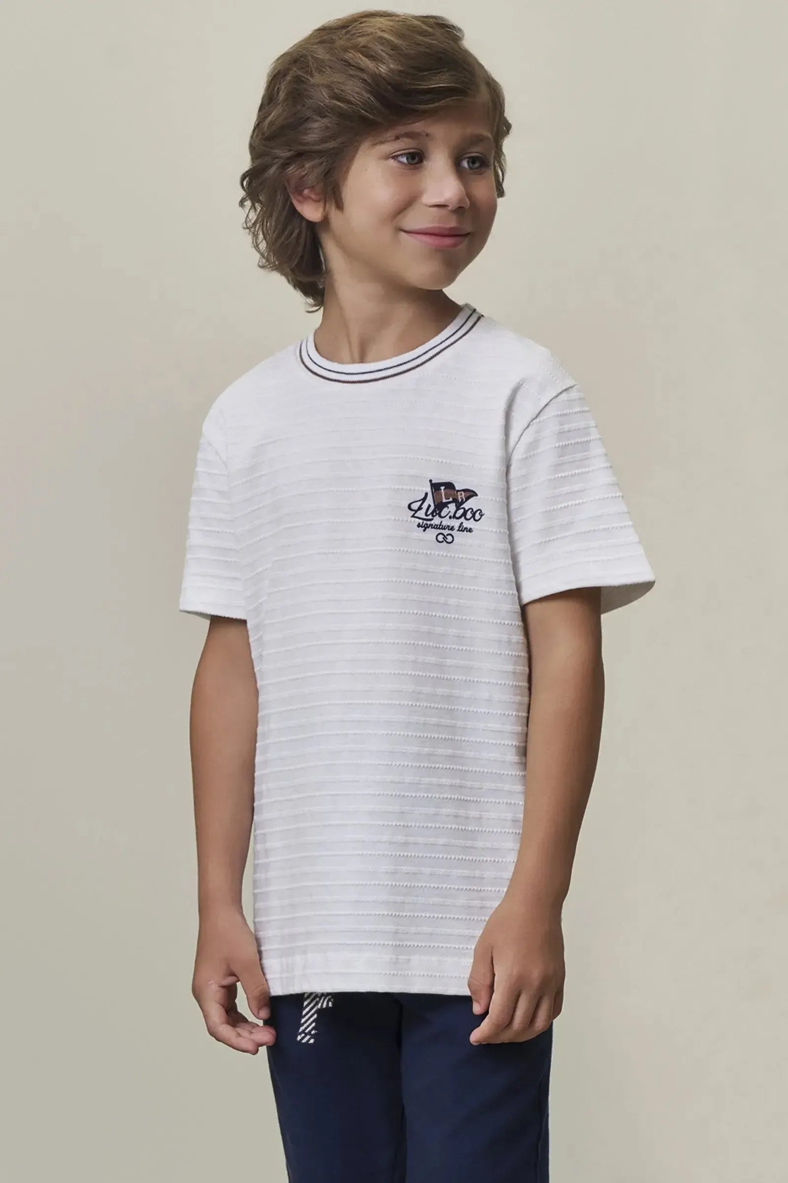 Camiseta em Meia Malha Textura 98421 LucBoo Infantil Menino