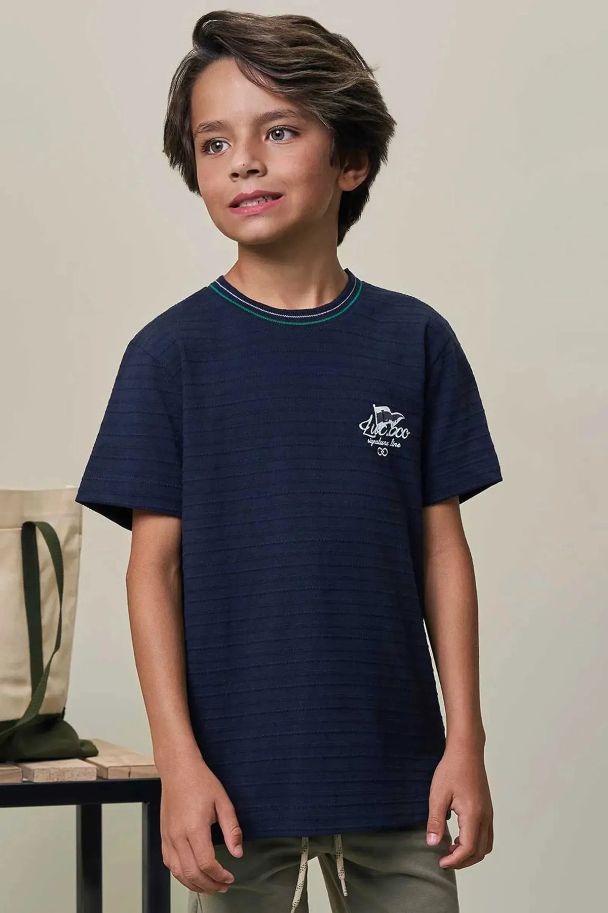 Camiseta em Meia Malha Textura 98421 LucBoo Infantil Menino